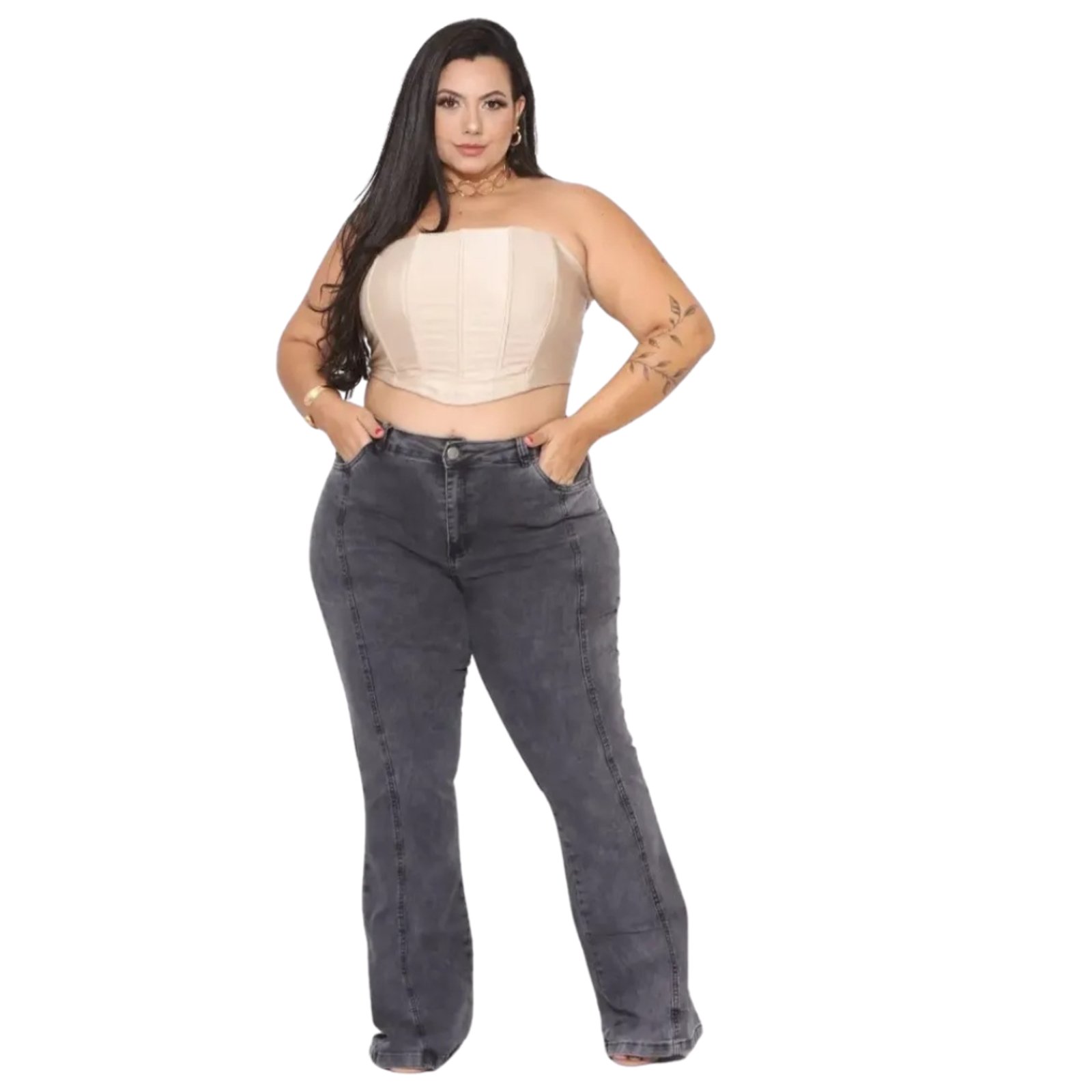 Calça Flare Grafite Plus Size