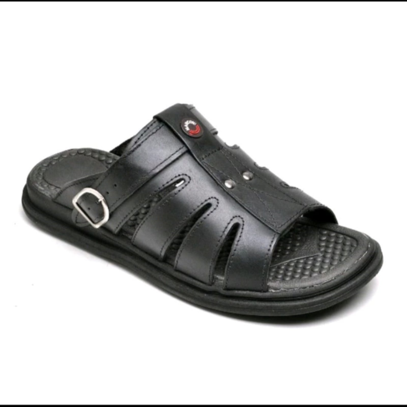 Sandália Franciscana Confortavel Chinelo Masculino Couro Legítimo Preto