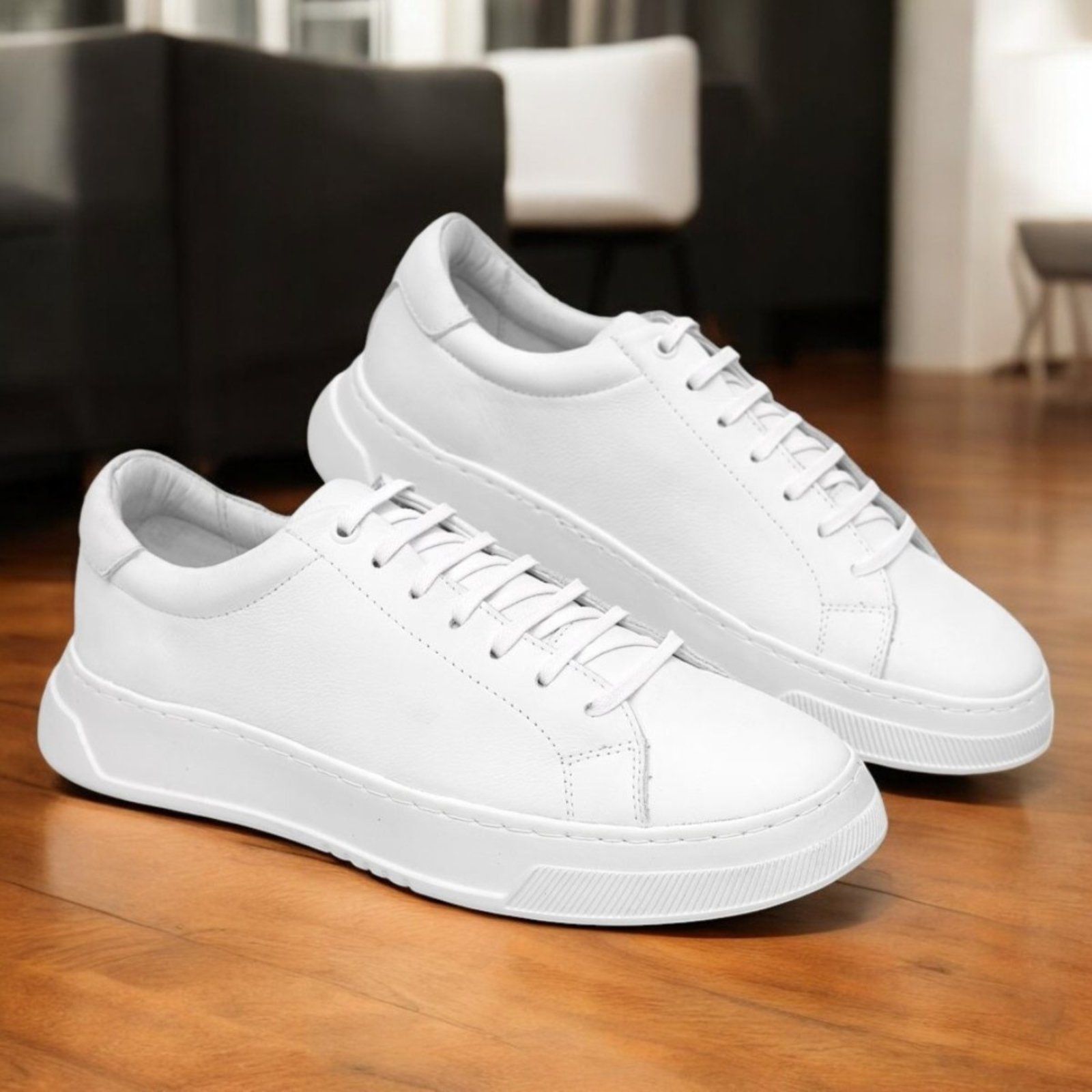 Tênis Casual Sneaker Masculino Confort Mr Light em Couro Fly Premium Branco