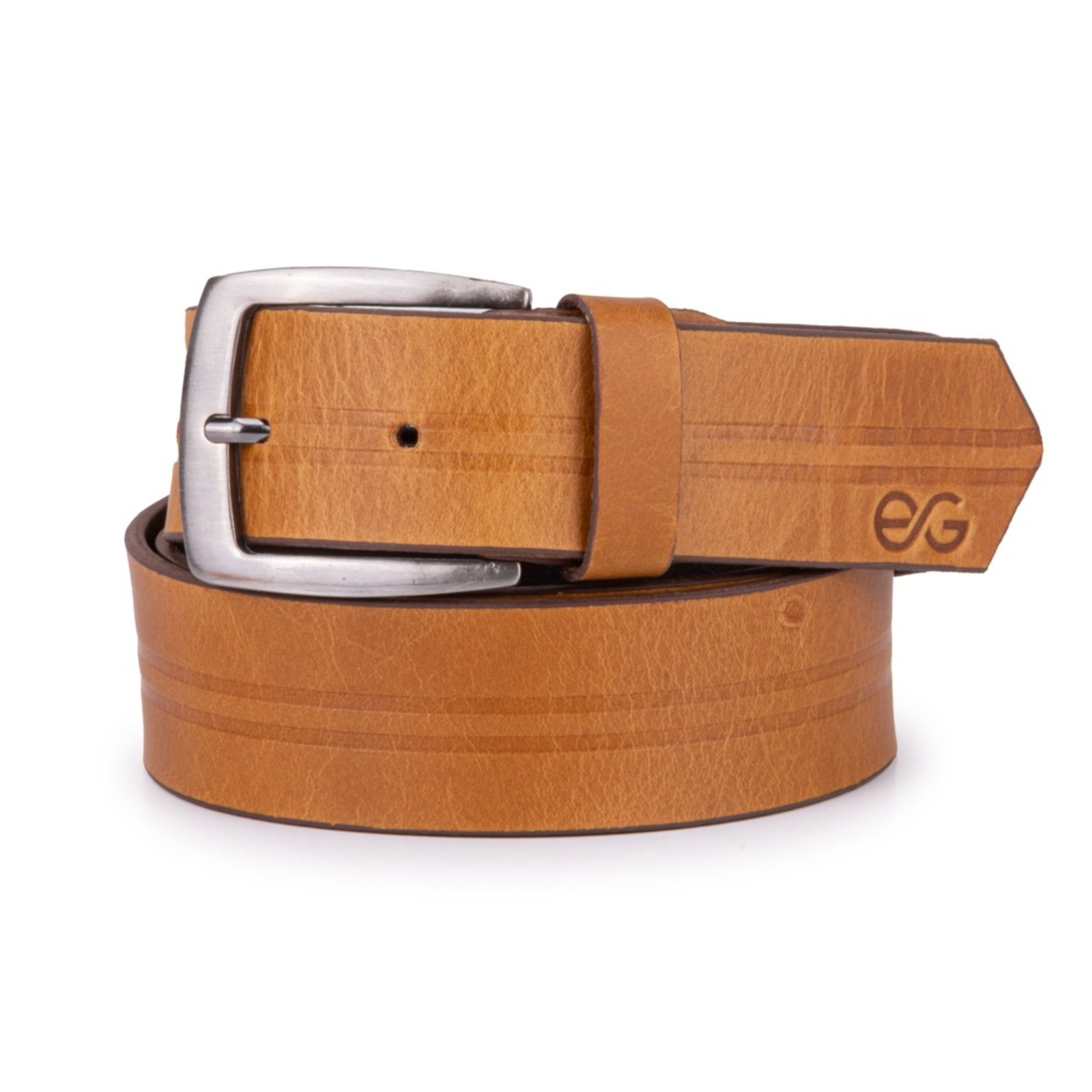 Cinto Masculino Correia Couro Legitimo Bovino Moderno Casual Ello Griff Marrom-claro