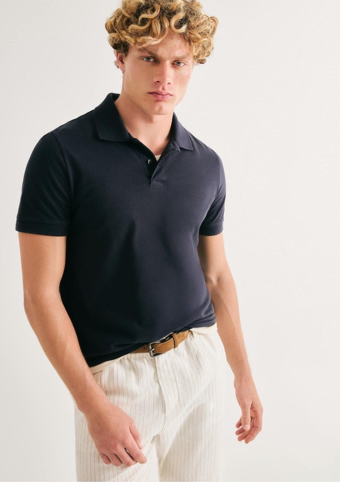 Camisa Polo Masculina Em Piquet – Azul