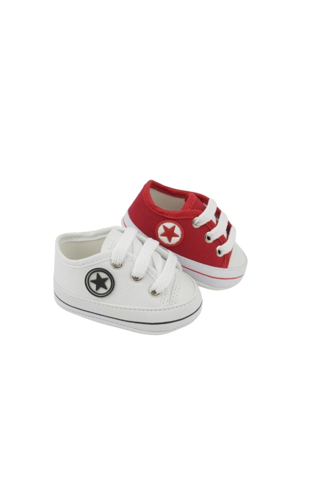 Infantil – Kit 2 pares Sapatinho de branco e vermelho para recém nascido saída de maternidade