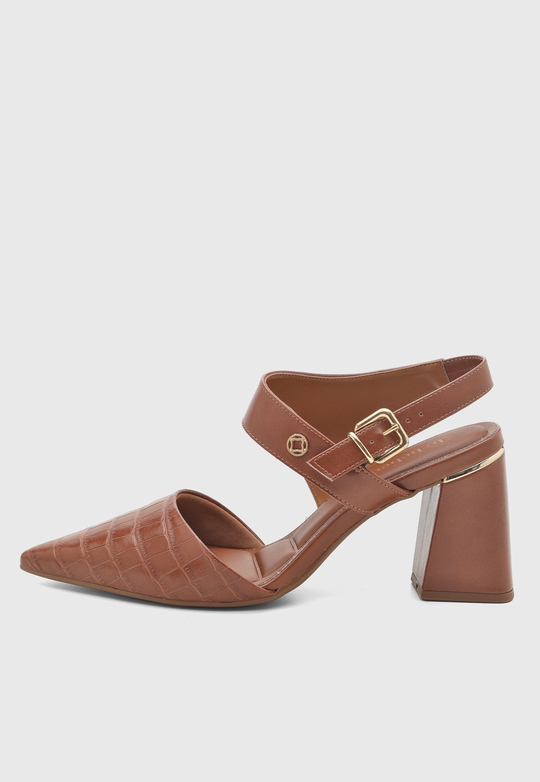 Scarpin Feminino cê Bico Fino Croco Marrom