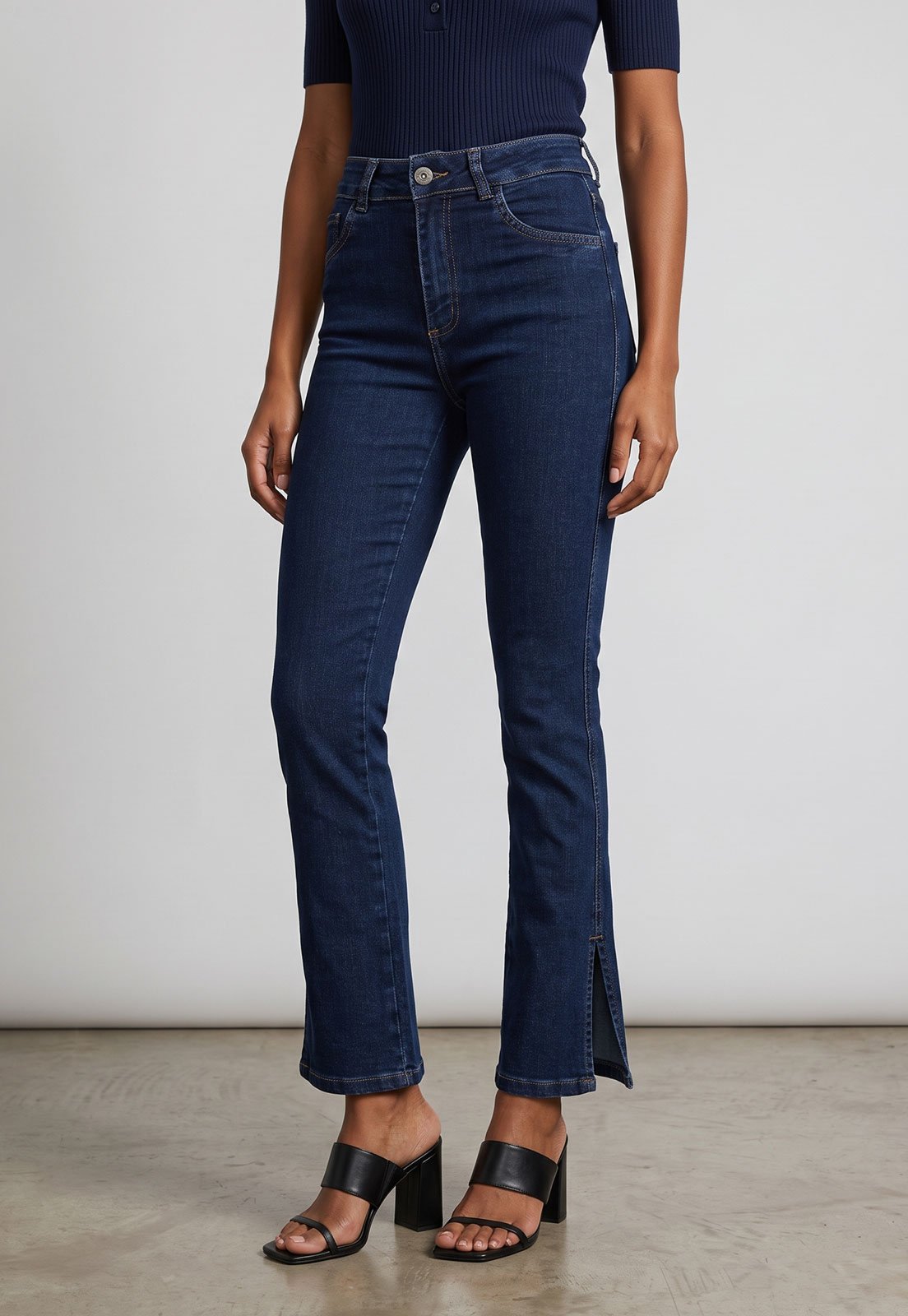 Calça Jeans Sawary Cintura Alta Reta Azul