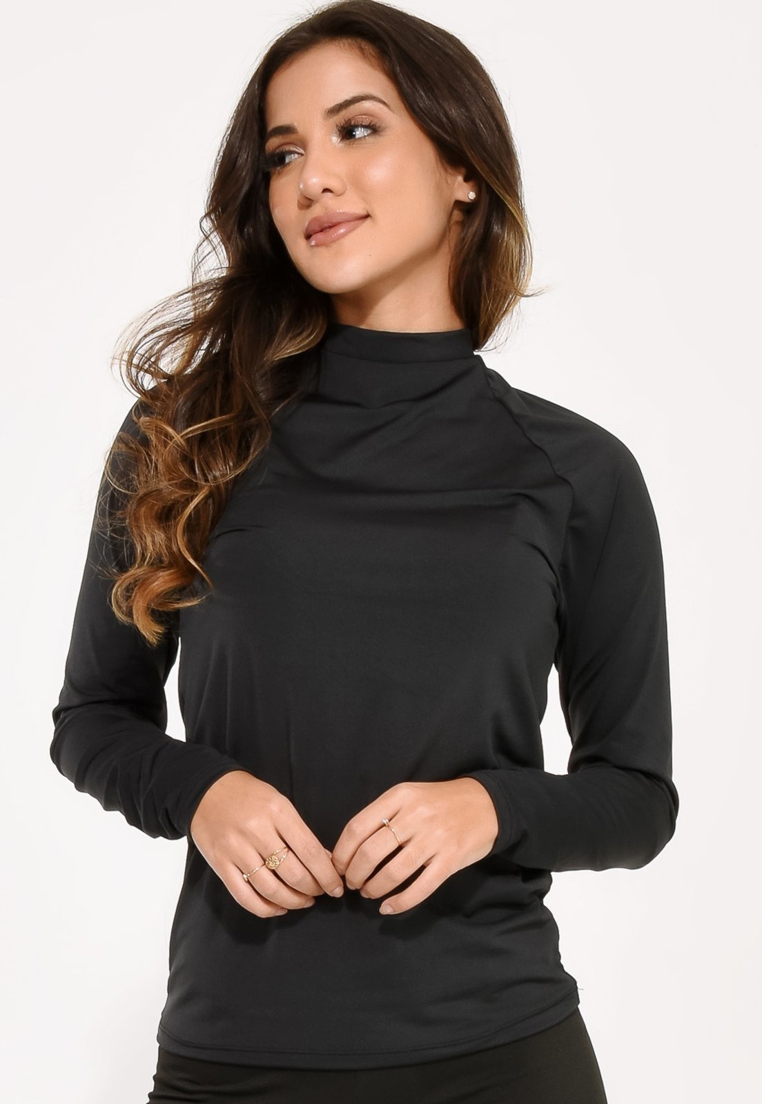 Blusa Térmica Mood Modas Inverno Segunda Pele Manga Longa Proteção Uv 50 037 Preto