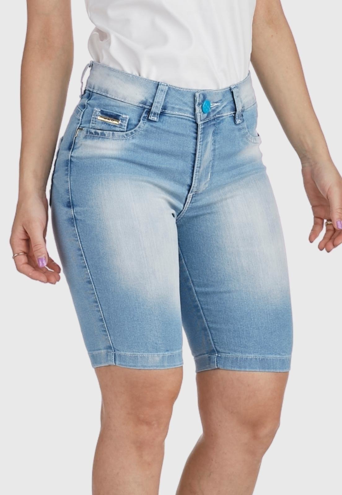 Bermuda Jeans HNO Jeans Hot Pants Comfort Plus Azul Claro