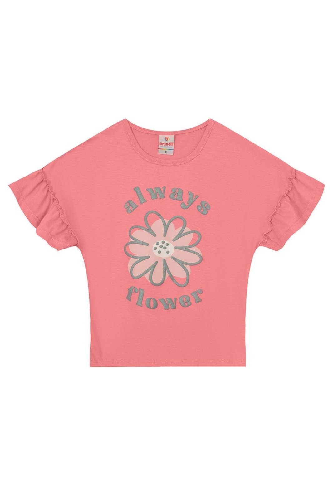 Vista 3 Infantil - Blusa menina de flor com glitter Brandili azul Brandili azul