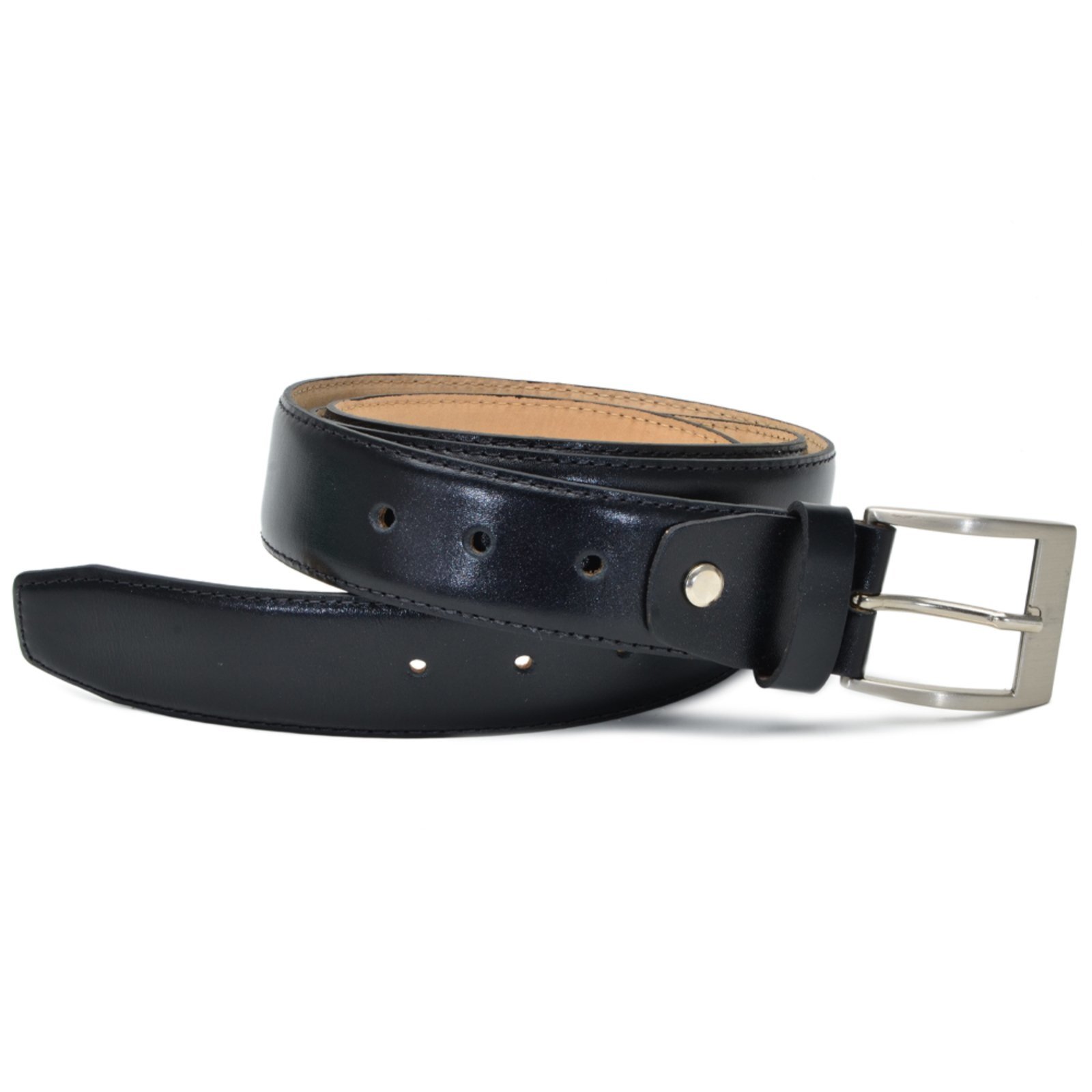 Vista 3 Cinto Couro Social Masculino Liso Fivela Metal Prata Versátil Casual Elegante FRANCA GRIFFE café FRANCA GRIFFE café