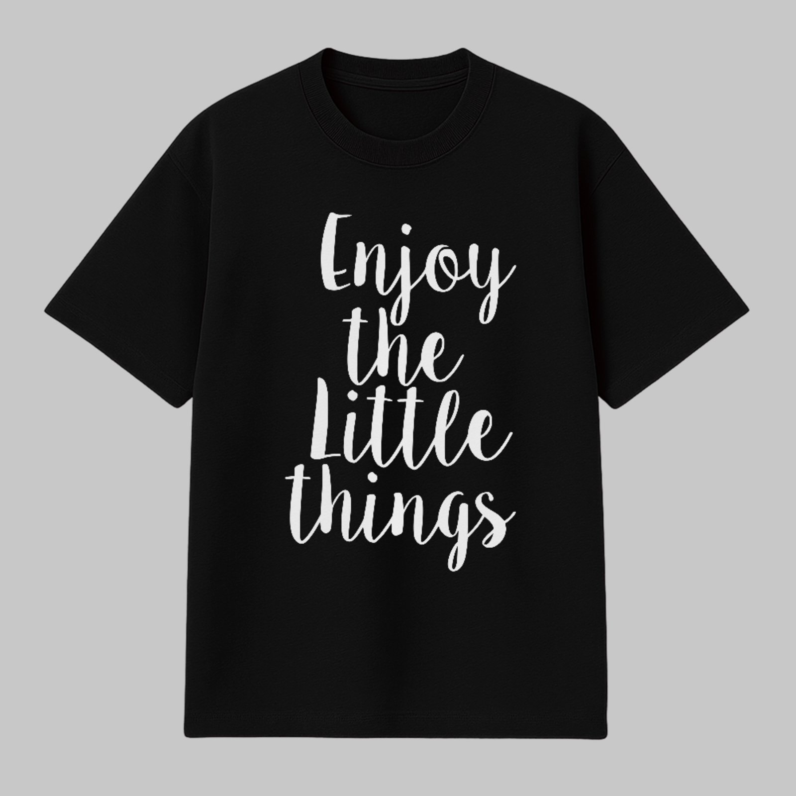 Camiseta Básica Enjoy The Little Things Frase Motivacional Preto
