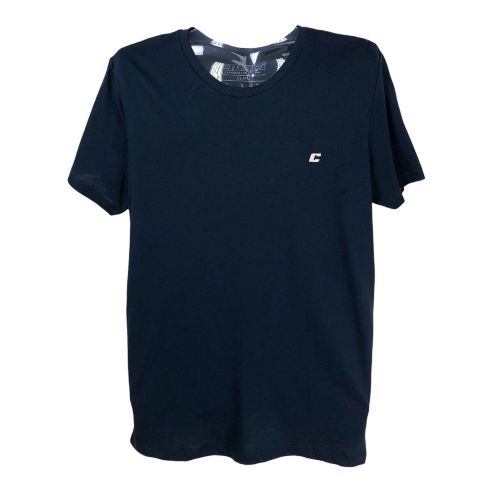 Camiseta Reta Com Aplicação de Logo Colcci Azul Sideral
