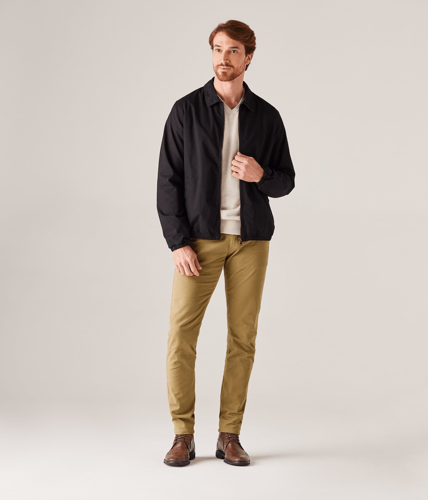 Calca Sarja Chino Bolso-Faca Masculina Caqui Medio