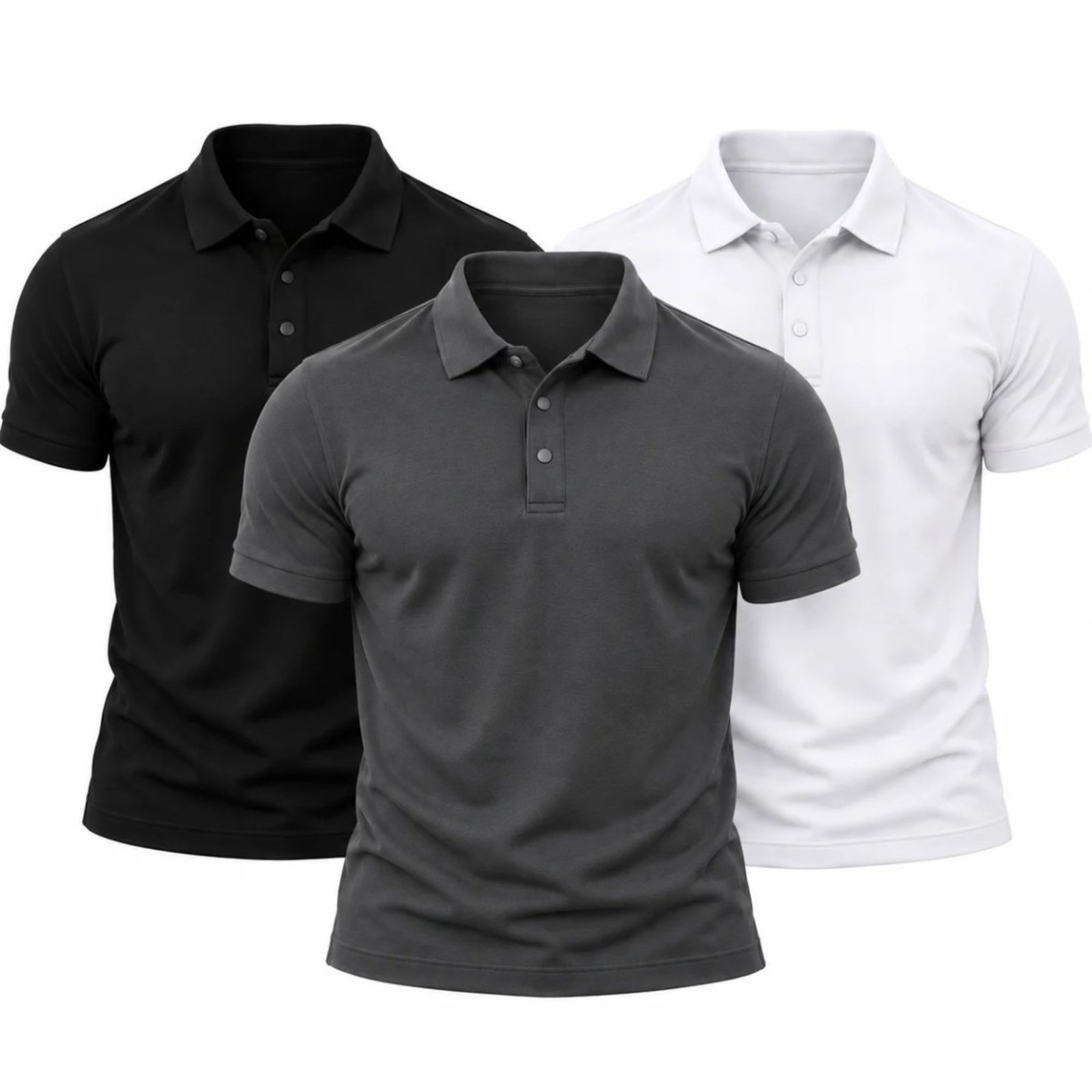 Kit 3 Camisas Polo Poliamida Masculina Básica Premium Colorido