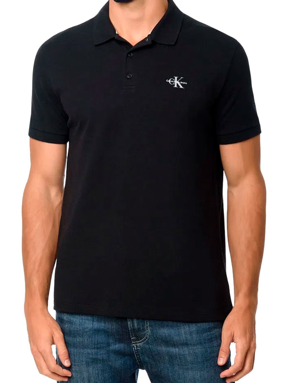 Polo Calvin Klein Jeans Masculina Piquet Regular Re Issue Preta