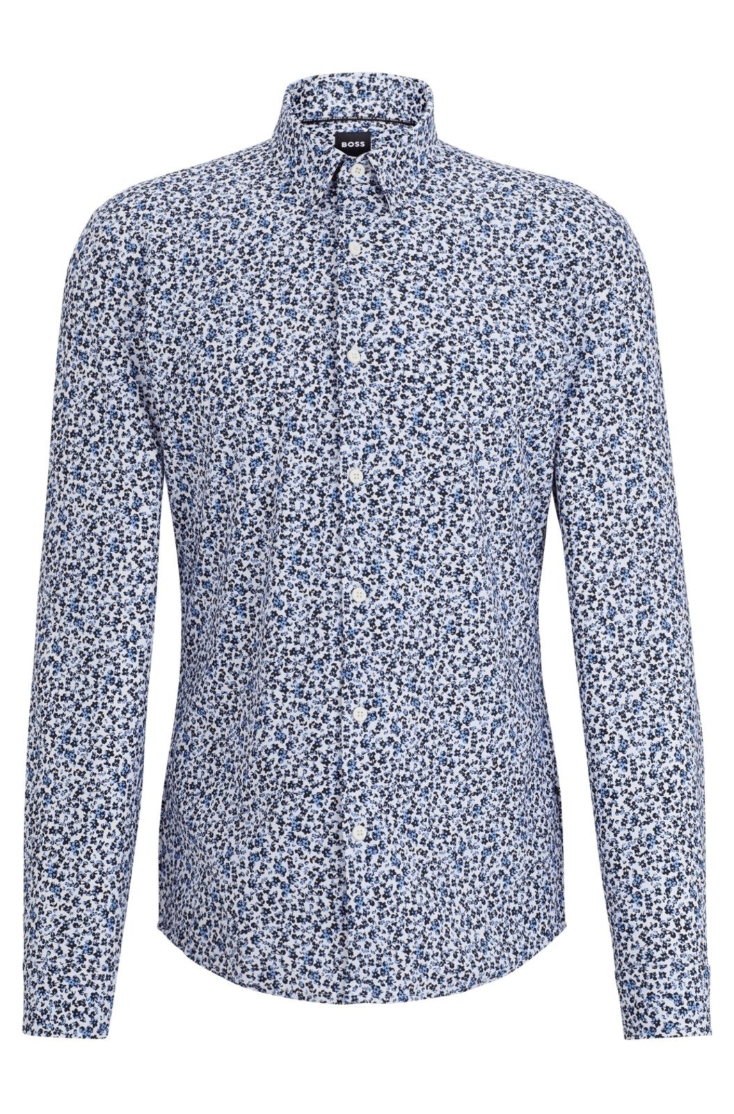 Camisa De Corte Ajustado Com Colarinho Clássico Em Material Estampado