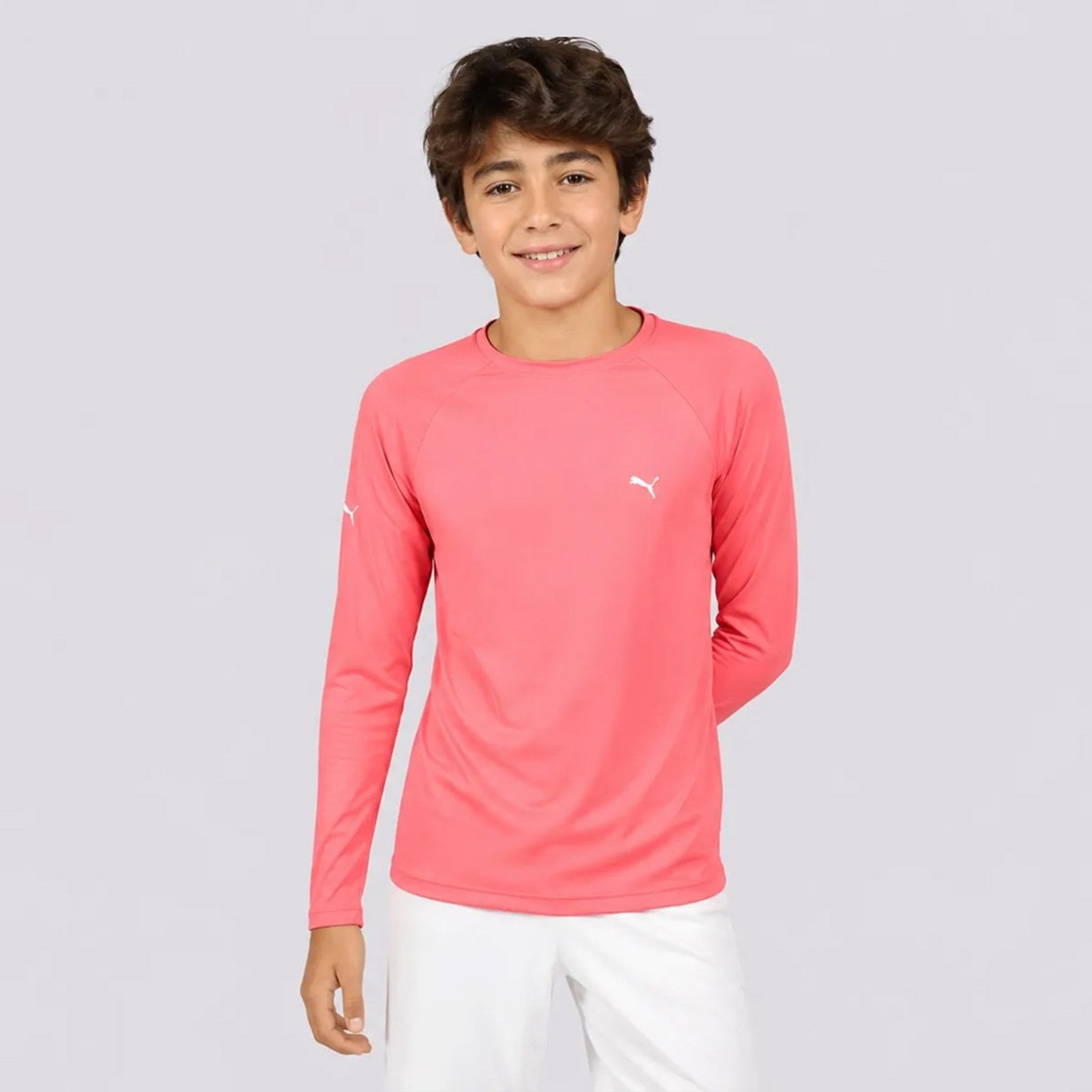 Camiseta Puma Manga Longa UV50+ Juvenil Rosa