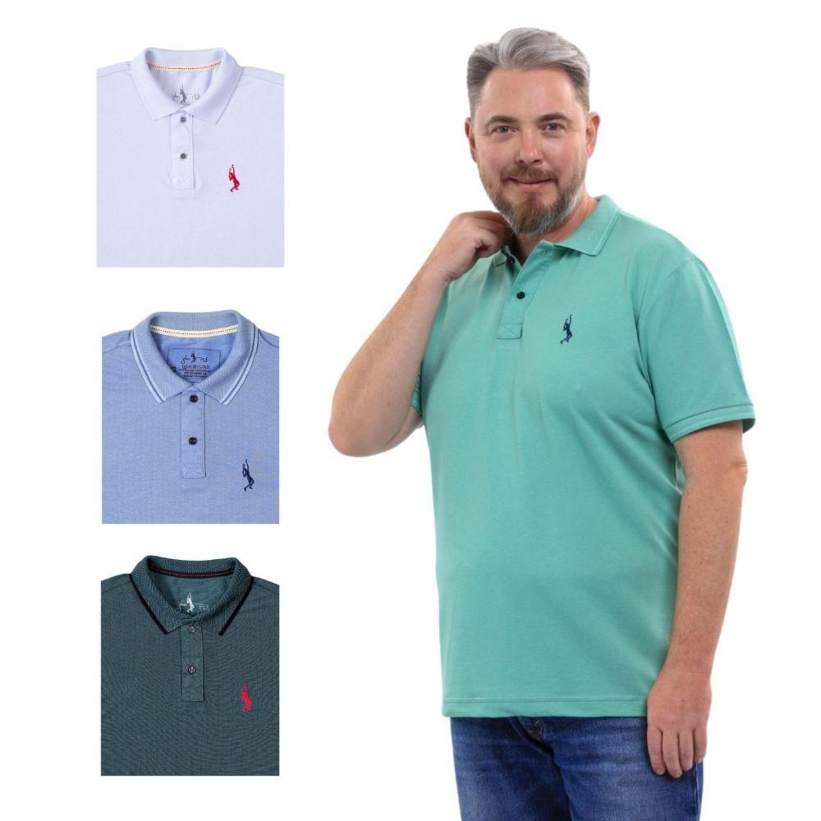 Kit 4 Camisa Polo Plus Size Lisa Casual Elegante Ocasiões