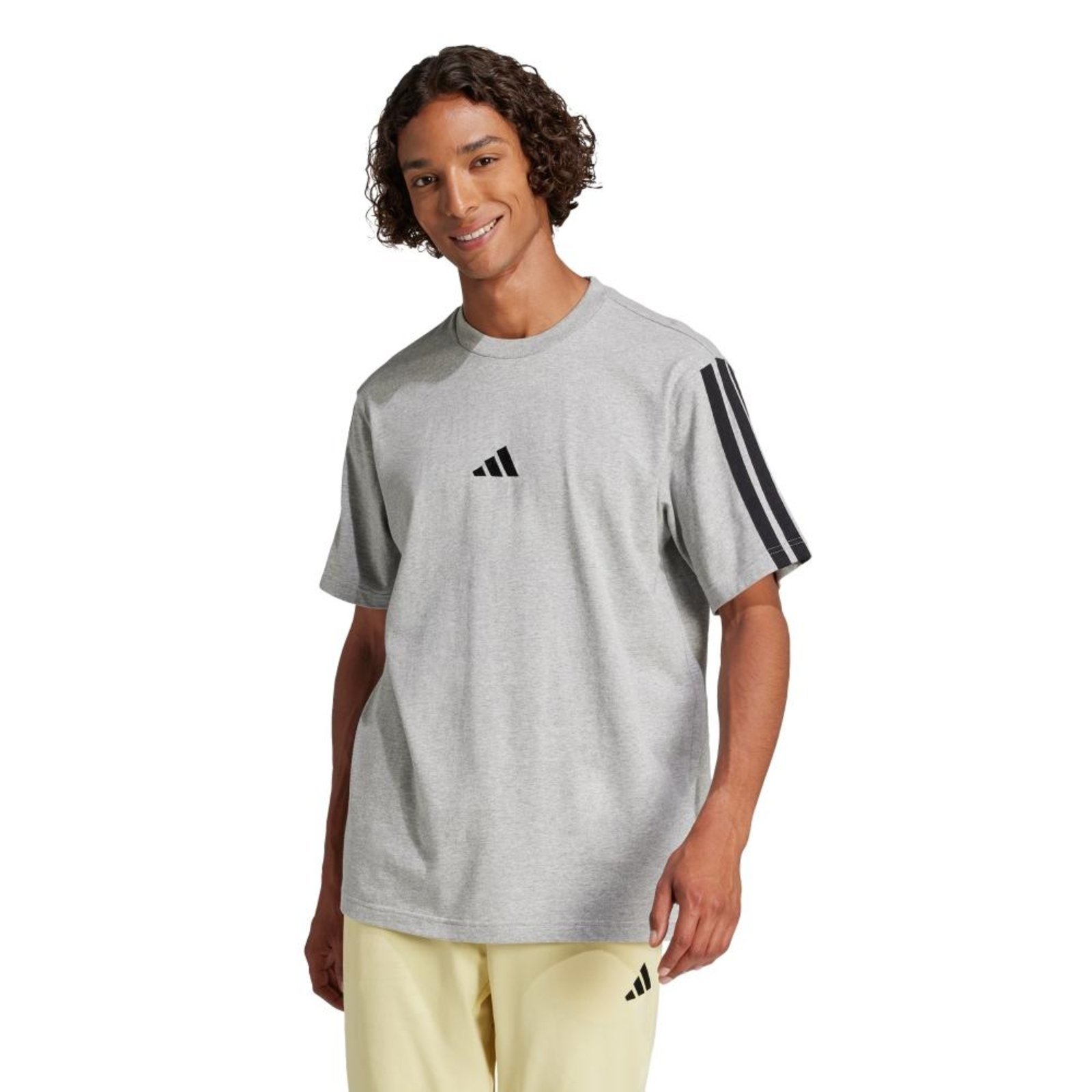 Camiseta Malha Simples Essentials Três Listras adidas Sportswear Cinza