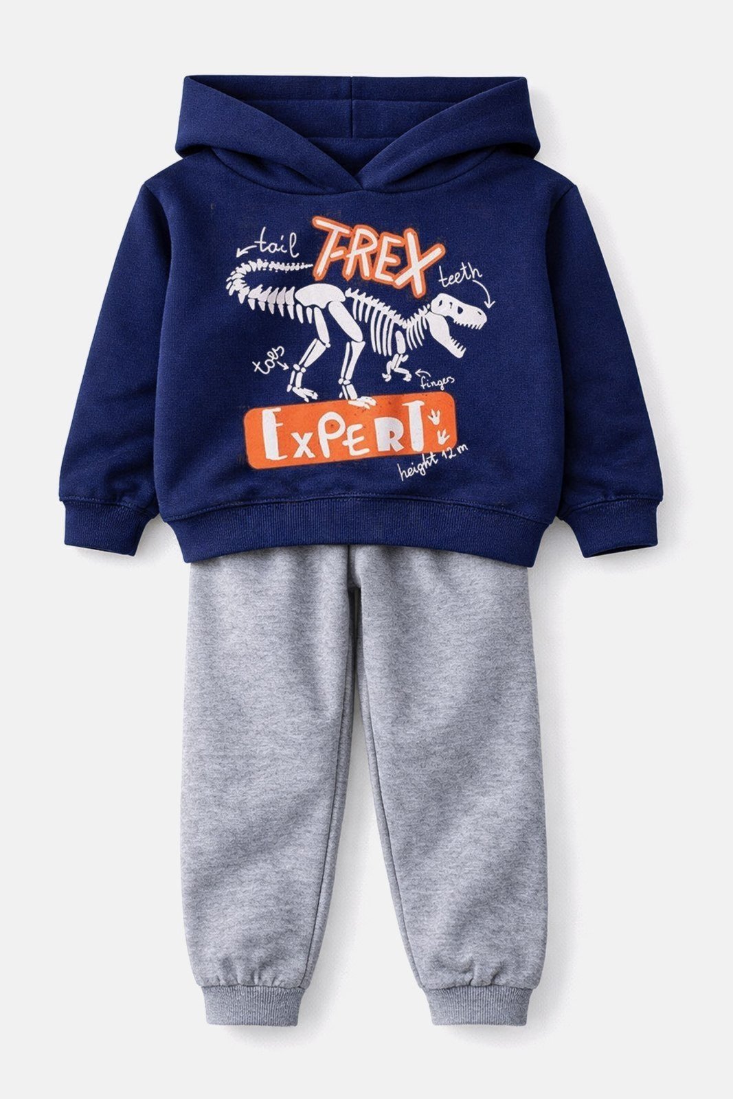 Vista 2 Infantil - Conjunto Moletom Peluciado T-Rex Babei no Look azul marinho Babei no Look azul marinho
