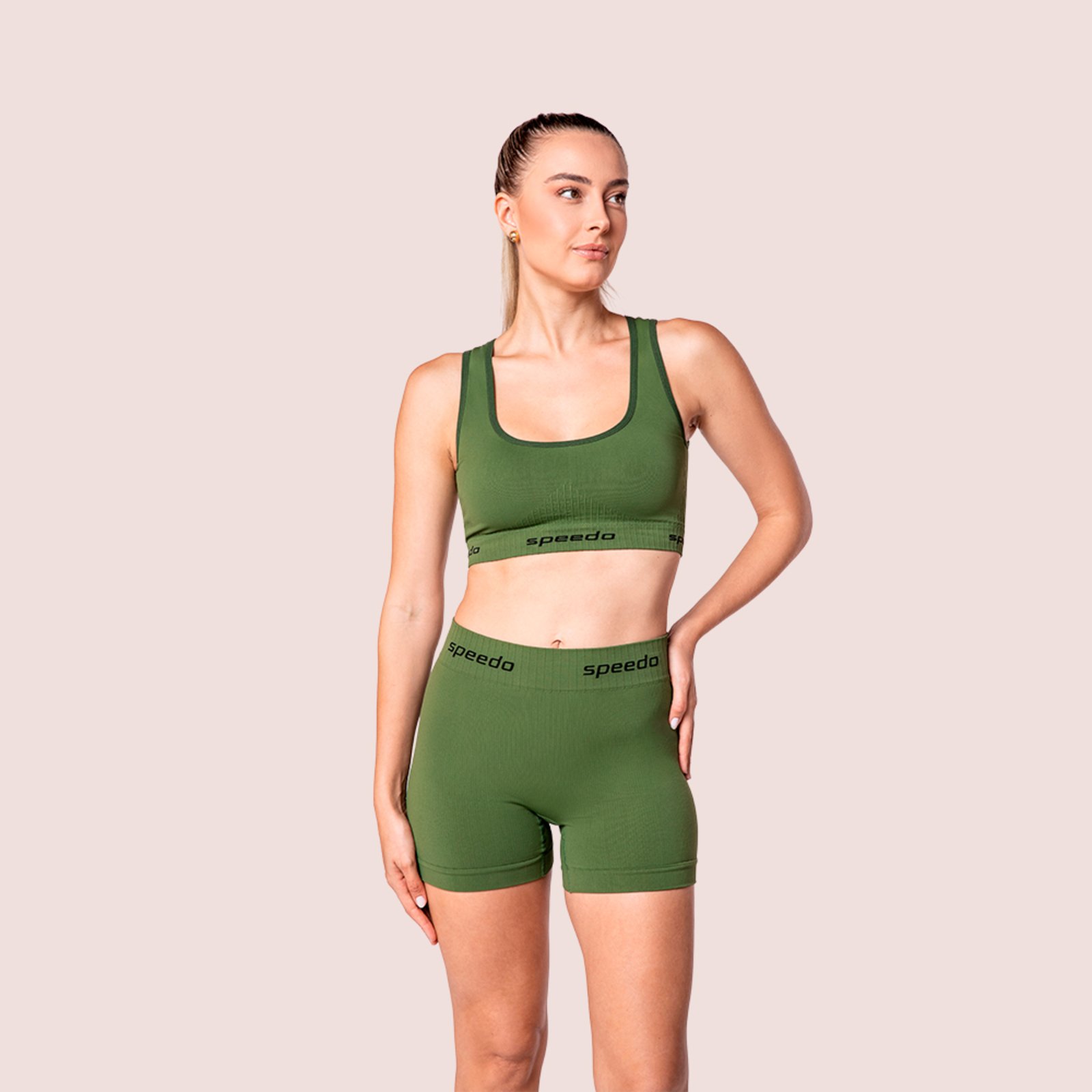 Shorts Feminino Speedo Treino Canelado Com Elastano Verde