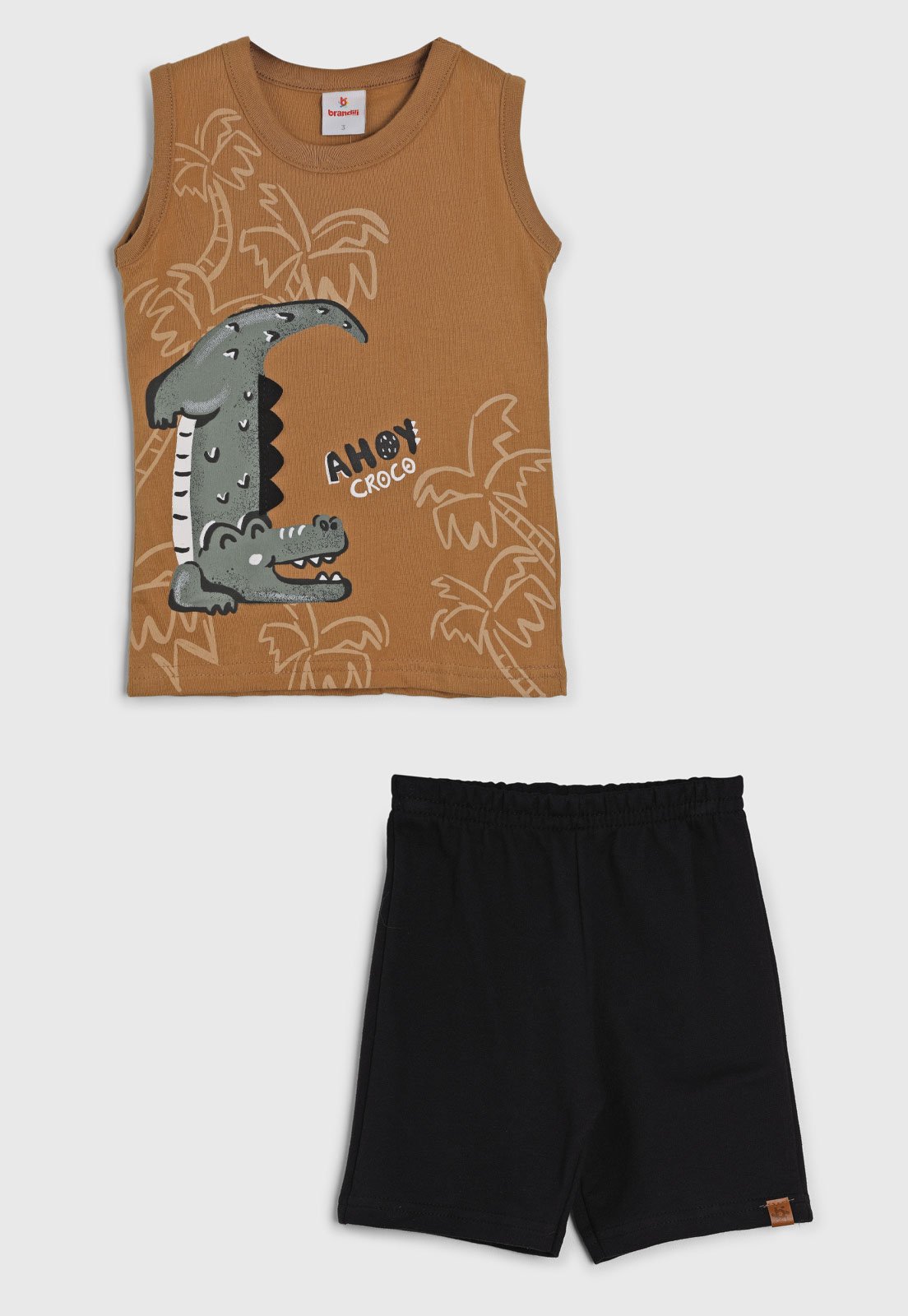 Conjunto Curto Brandili Crocodilo Caramelo e Preto