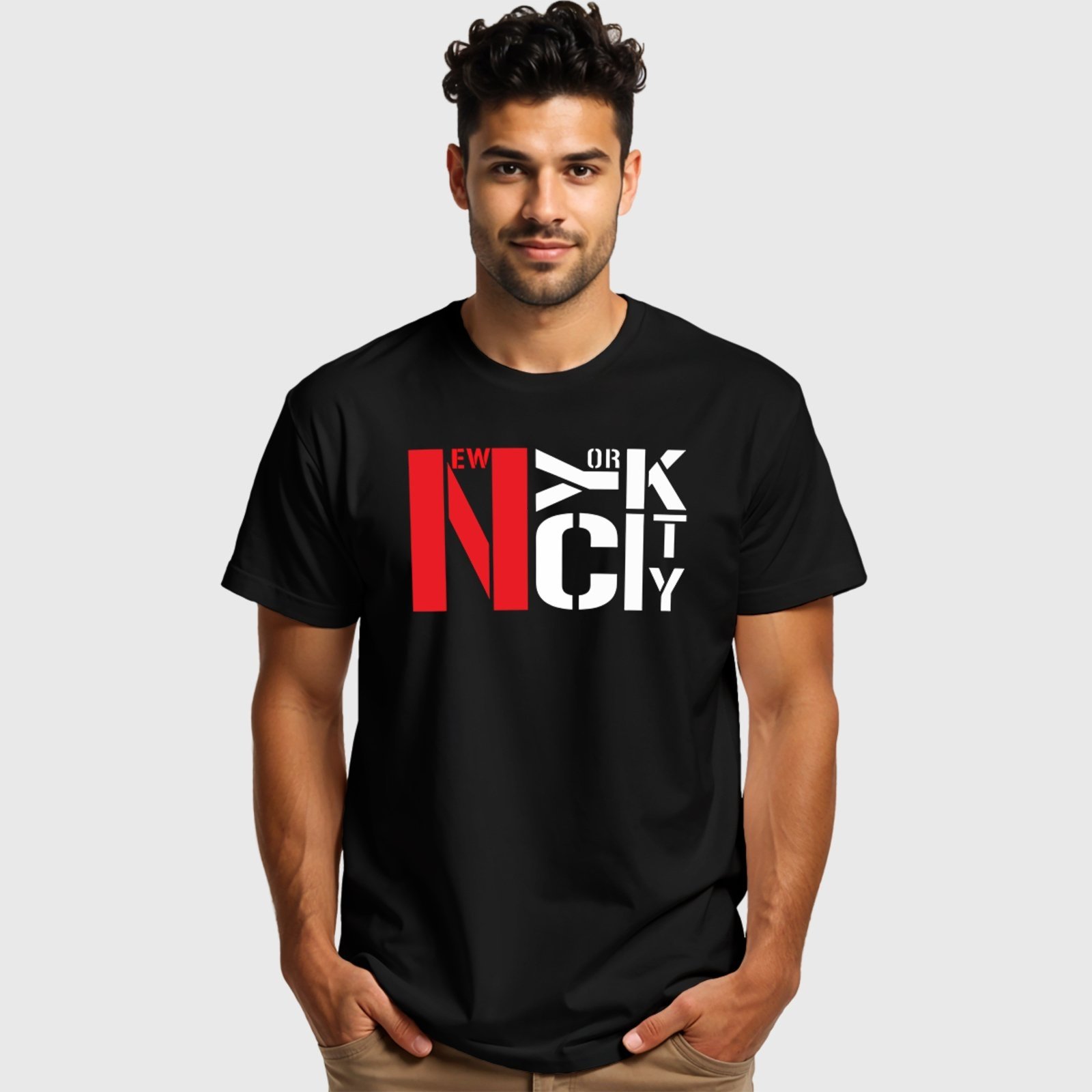 Vista 3 Camiseta Masculina Preta New York Algodão Premium Benellys preto Benellys preto