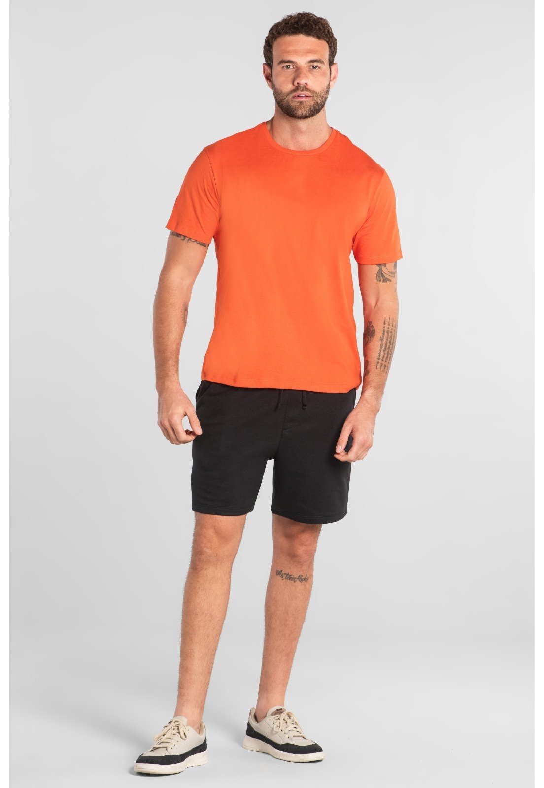Camiseta Masculina em Meia Malha Just Basic Laranja