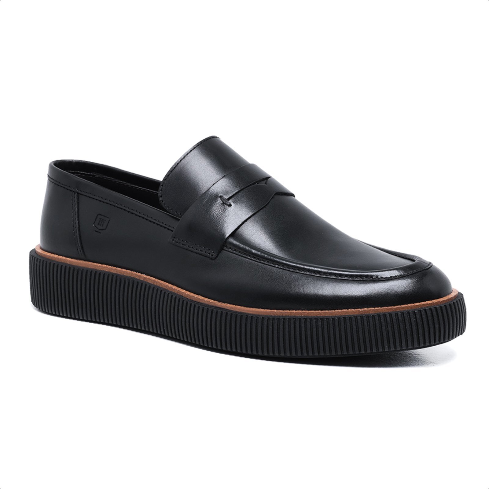 Sapato Masculino Malbork Casual Loafer em Couro Preto Sola Borracha 2401_01P
