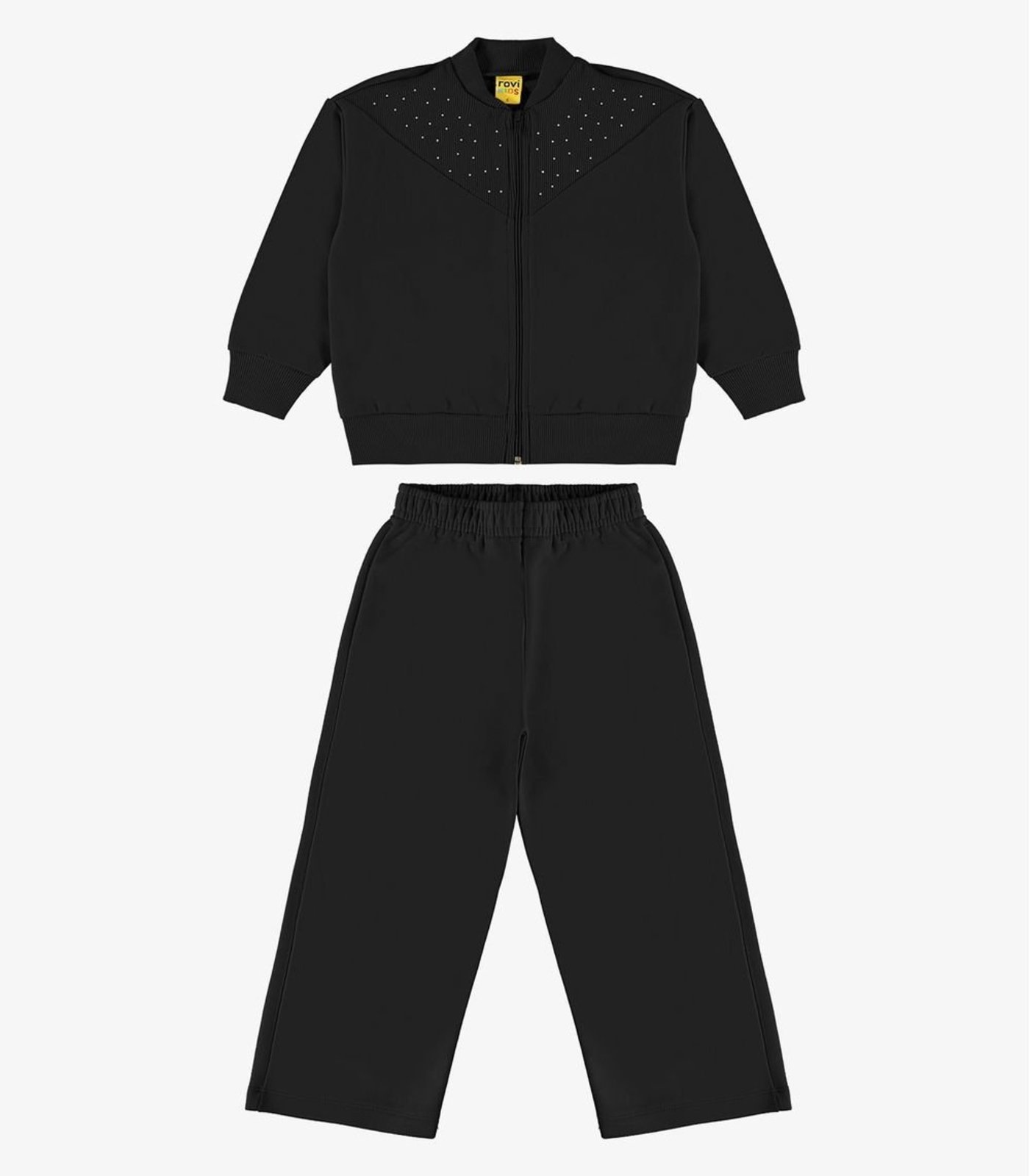 Infantil - Conjunto Jaqueta com Wide Leg Moletom Rovi Preto