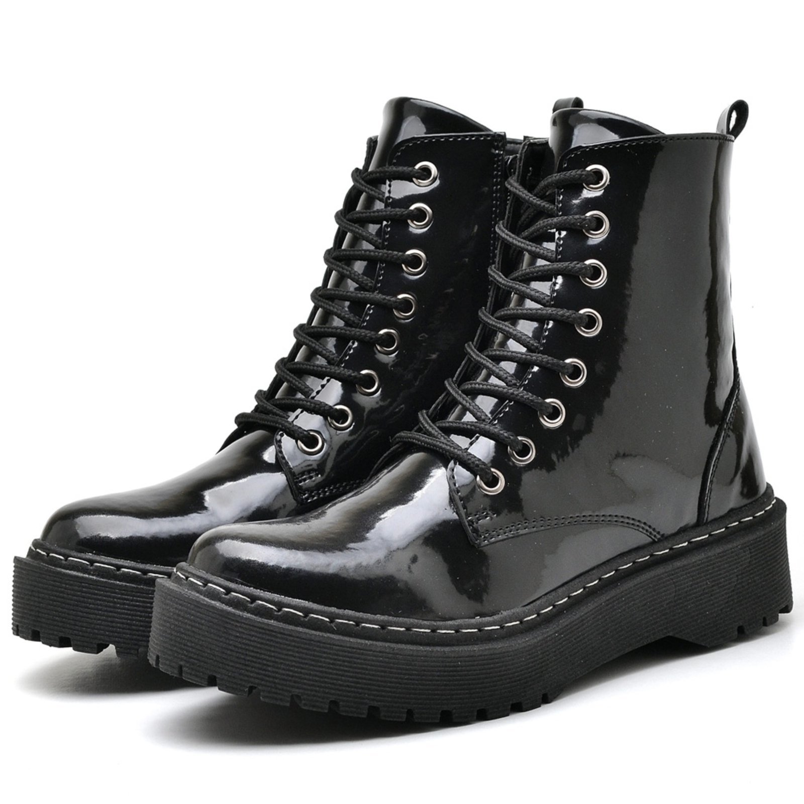Bota Coturno Feminina Tratorada Verniz DUBUY 1105FG Preto Verniz