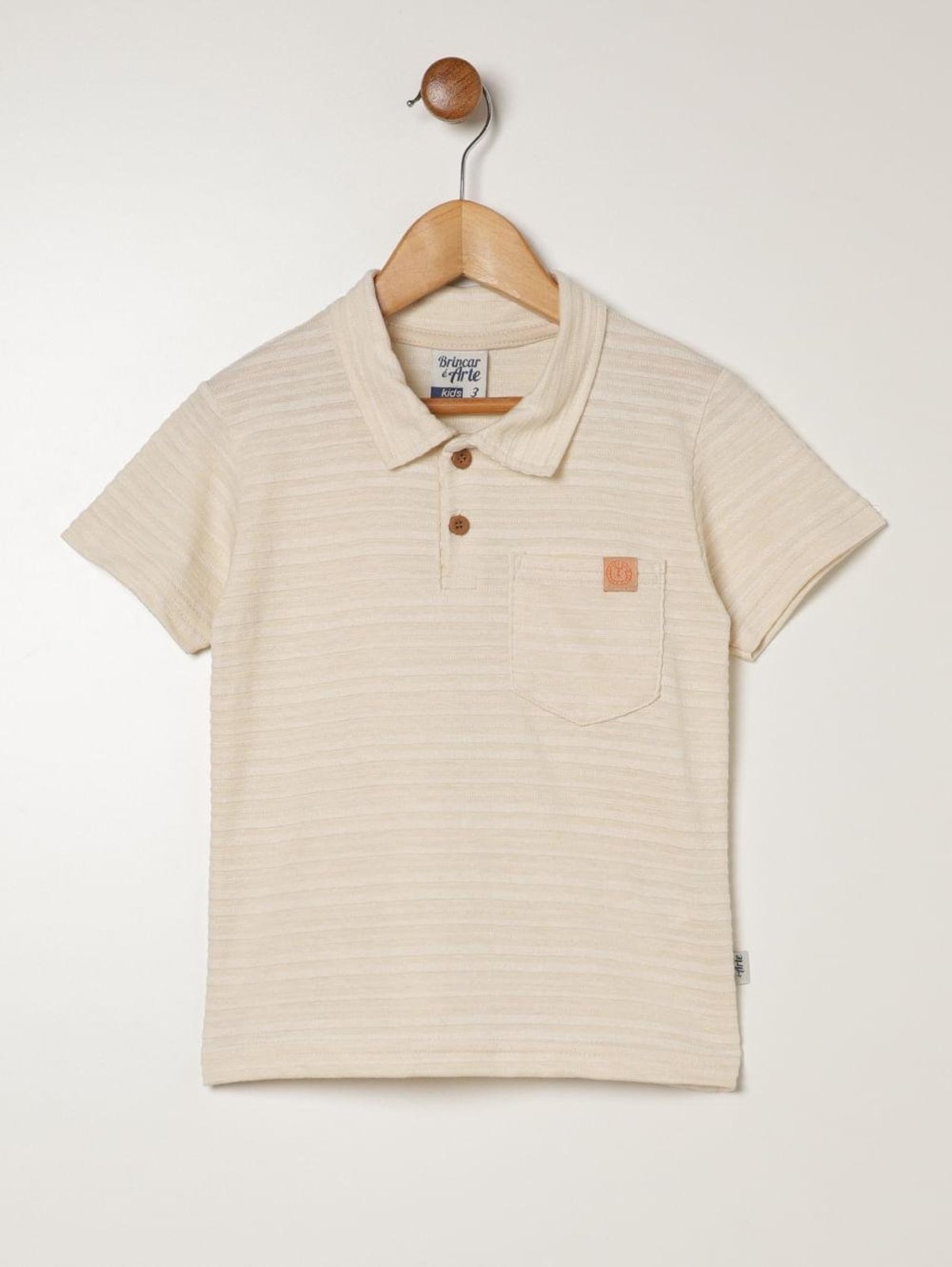 Infantil - Polo Manga Curta Para Menino - CREME
