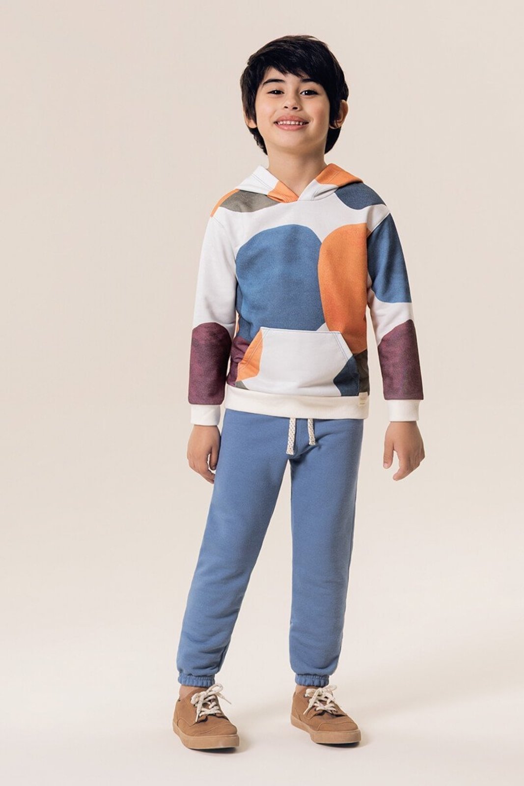 Infantil - Conjunto Bugbee Casaco Moletom Estampado Cores e Calça Balloon em Moletom