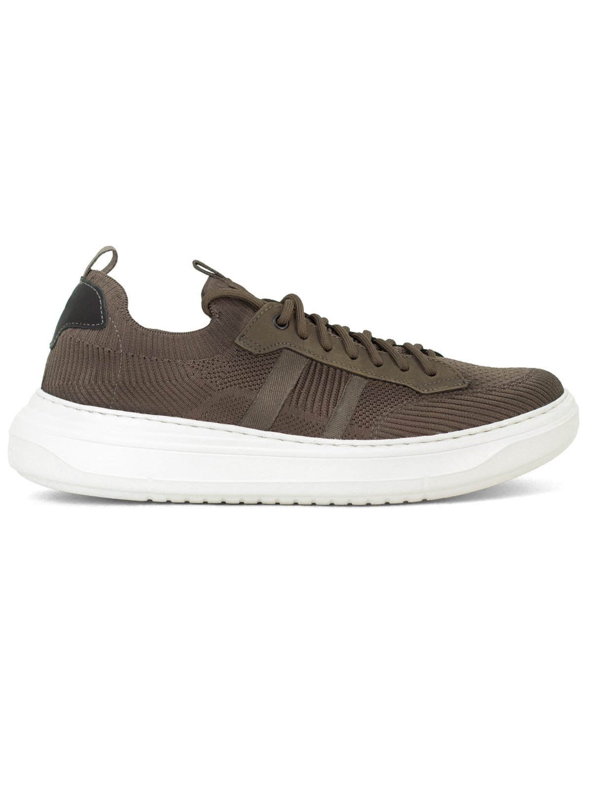 Tênis Masculino Democrata Casual Joe Ultra Light Knit Elástico Confortável Marrom Smoke