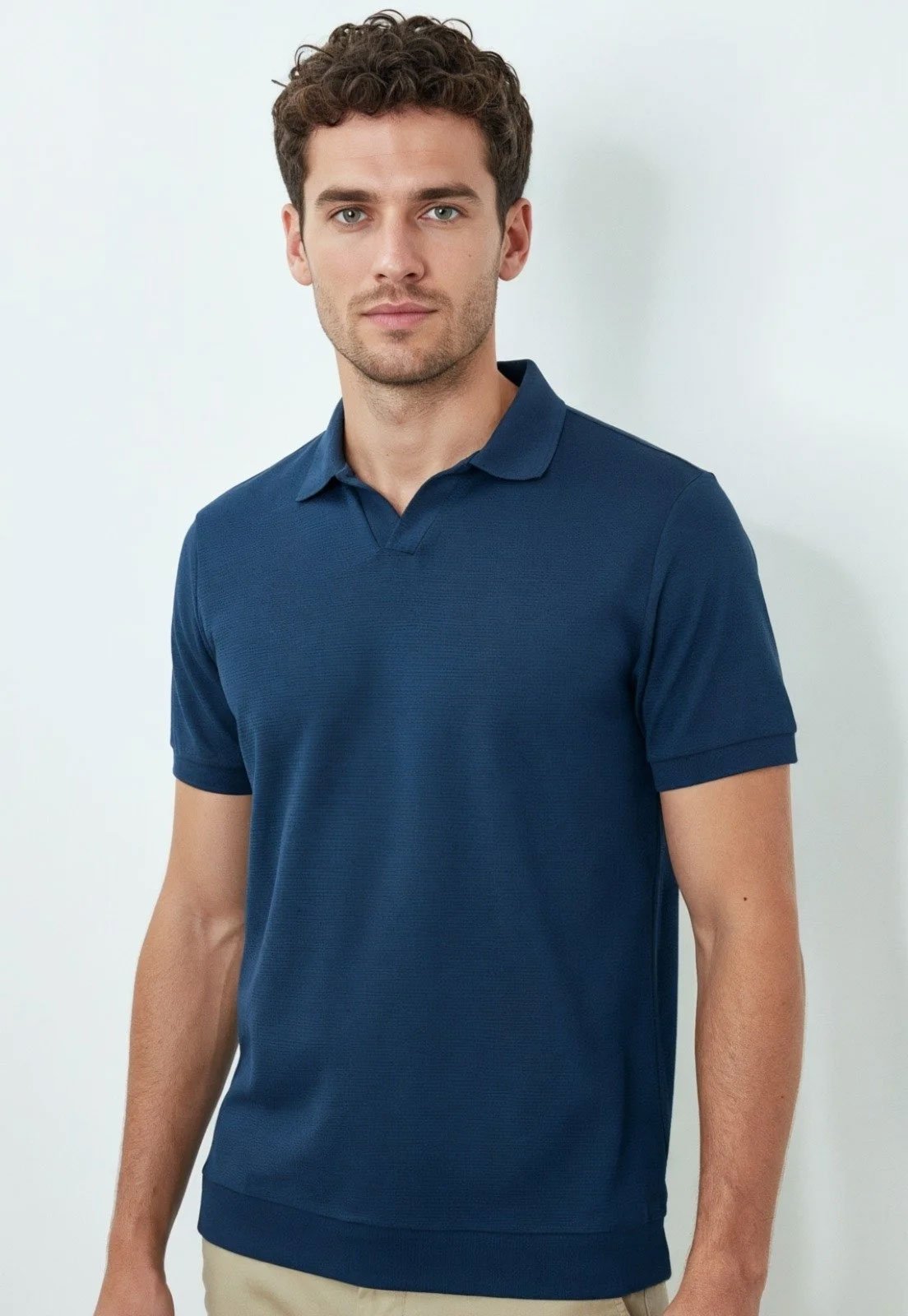 Polo Texturizada Slim Traymon - Marinho