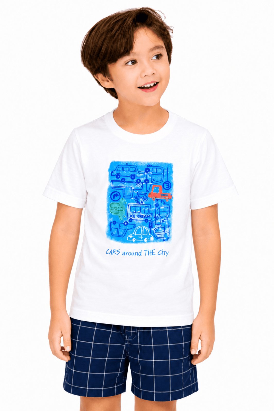 Infantil - Camiseta Menino Cars Alphabeto Branco Branco