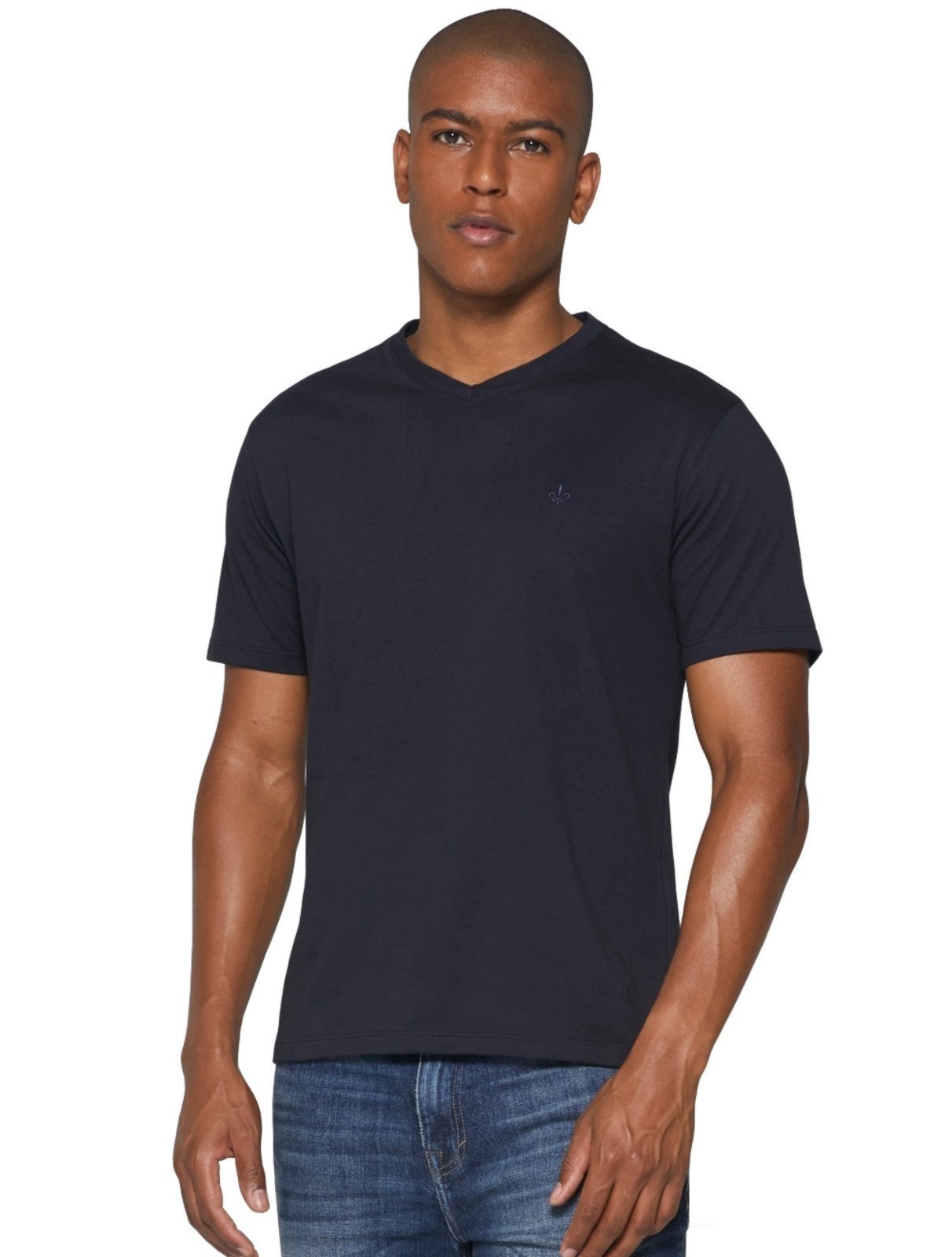 Camiseta Dudalina Masculina V-Neck Regular Blue Icon Azul Marinho