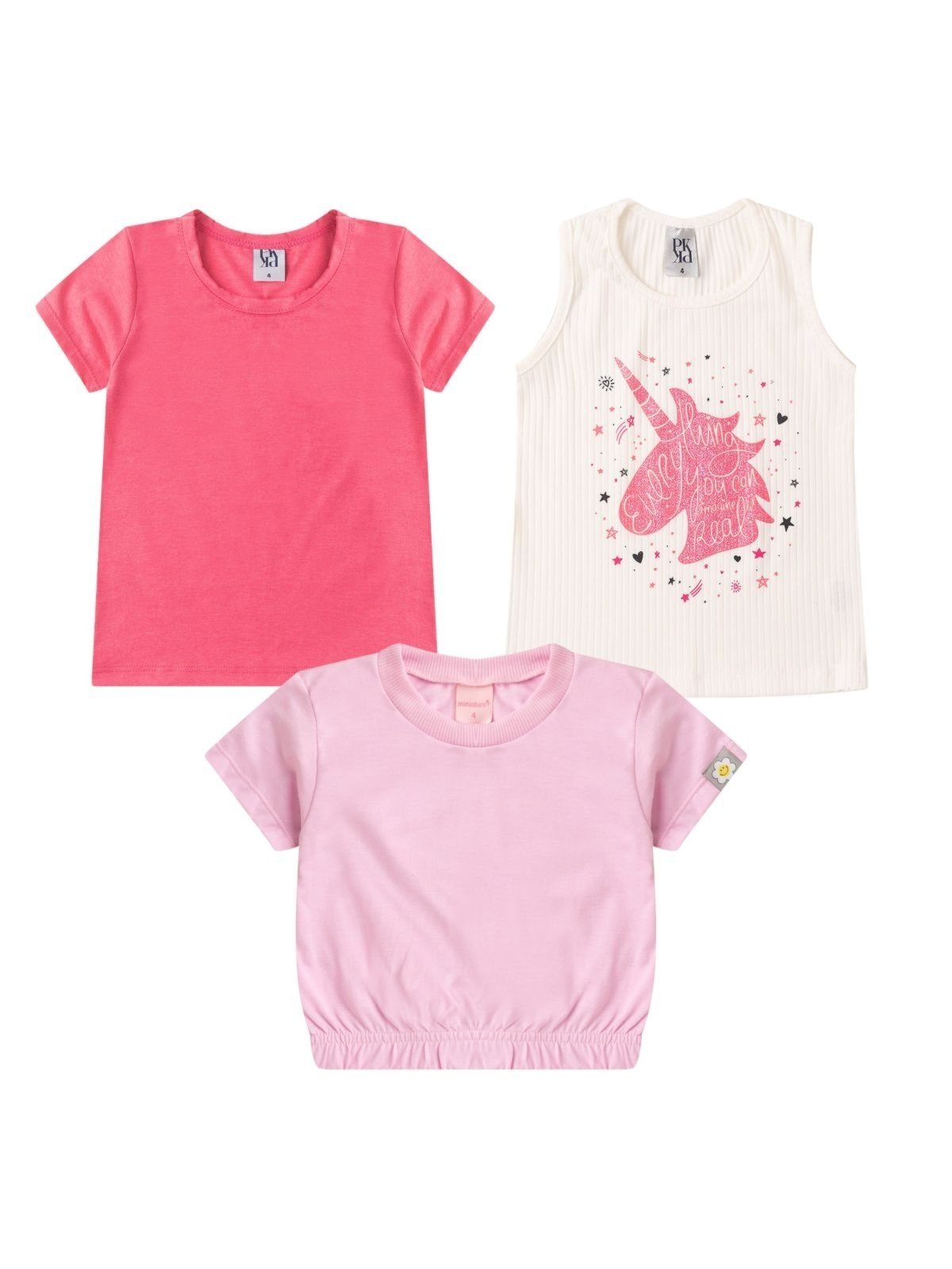 Vista 3 Infantil - Kit Sortido Platinum 3 Camisetas Feminino Avulso PLATINUM KIDS multicolorido PLATINUM KIDS multicolorido