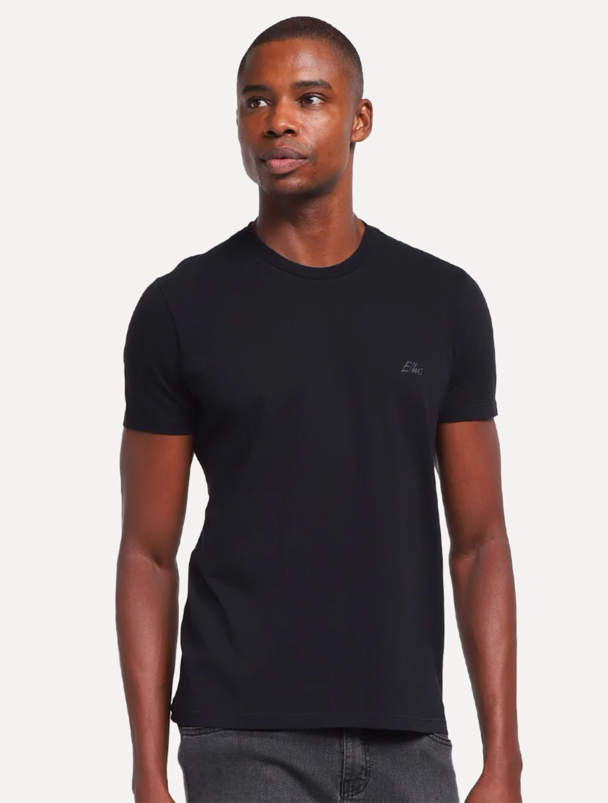 Camiseta Ellus Masculina Cotton Fine Aquarela Grey Classic Preta