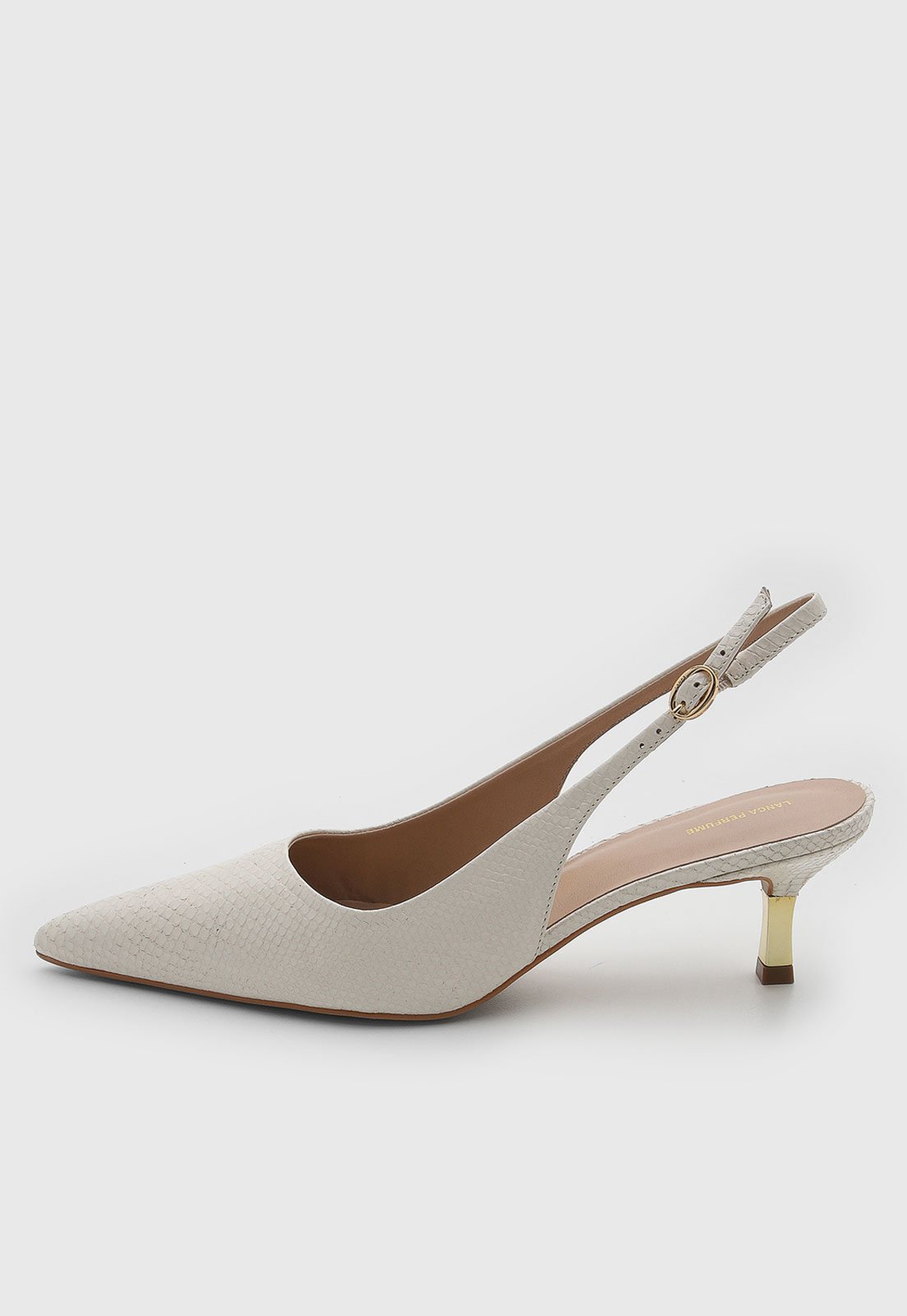 Scarpin Feminino Lança Perfume Couro Slingback Branco