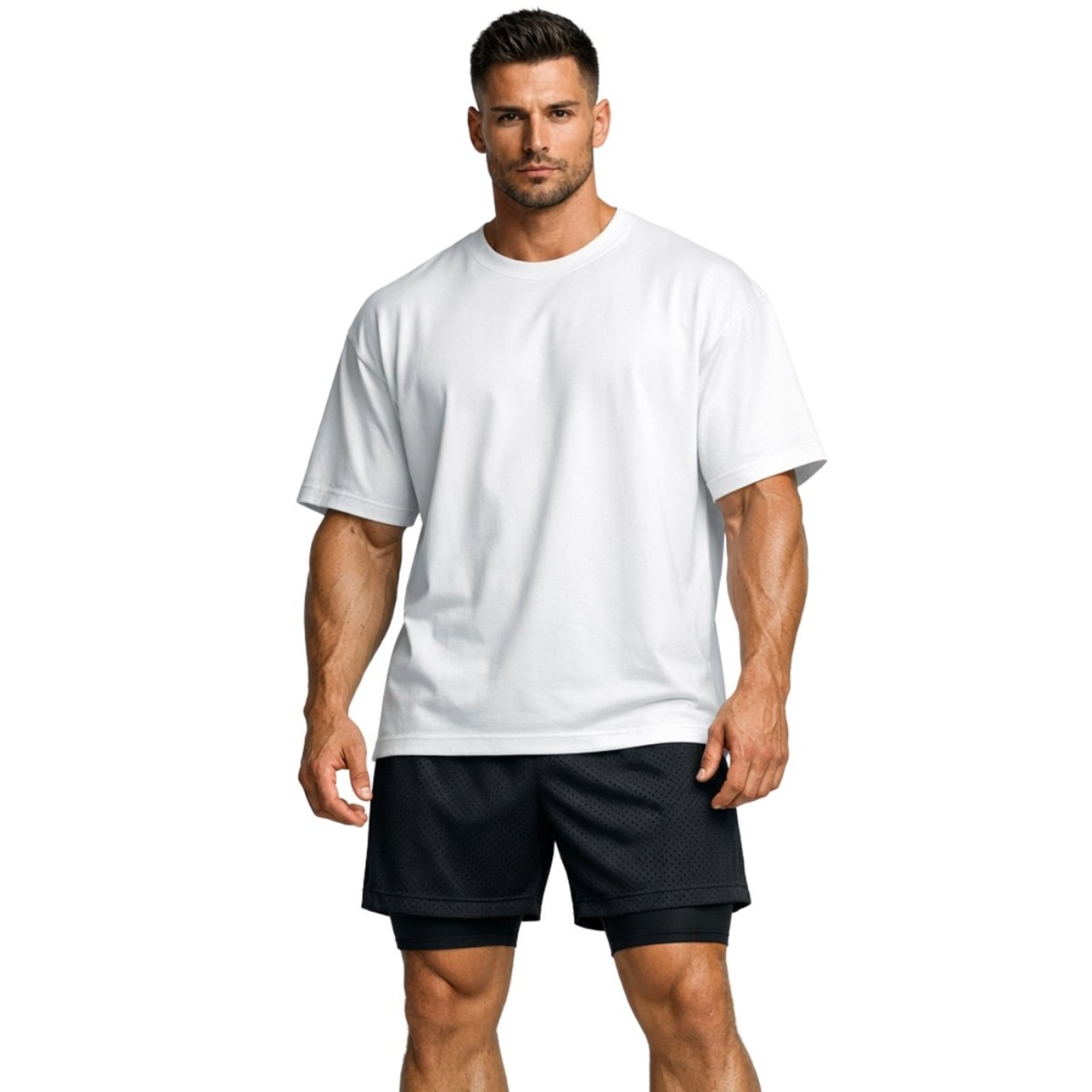 Conjunto Masculino Camiseta Oversized e Short Térmico com Bolso para Celular