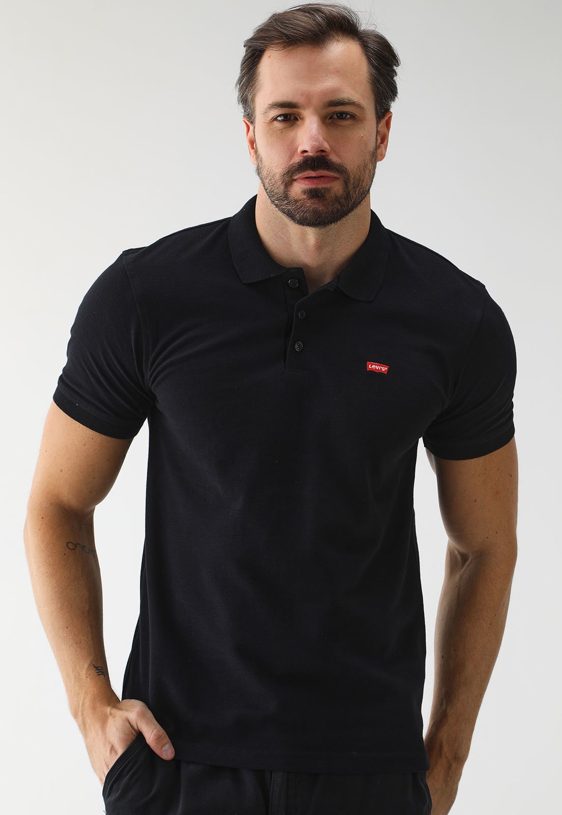 Camisa Polo Levis Slim Logo Preta