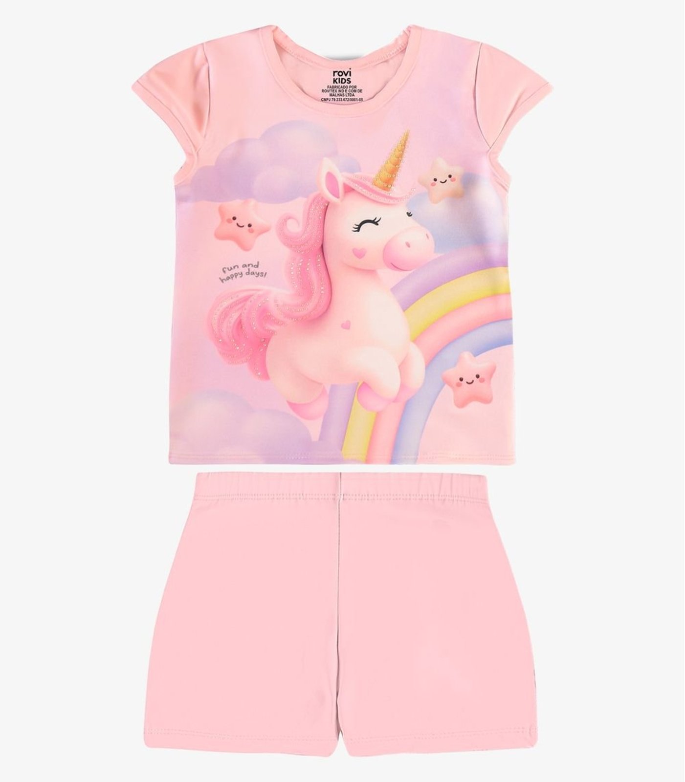 Infantil - Conjunto Blusa Com Shorts Rovi Rosa