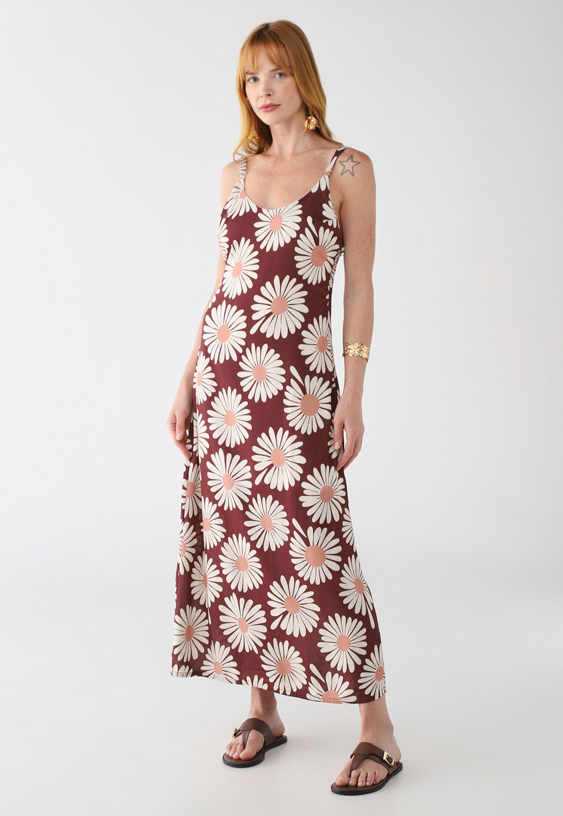 Vestido Feminino Billabong Beach Party Floral Longo Vinho
