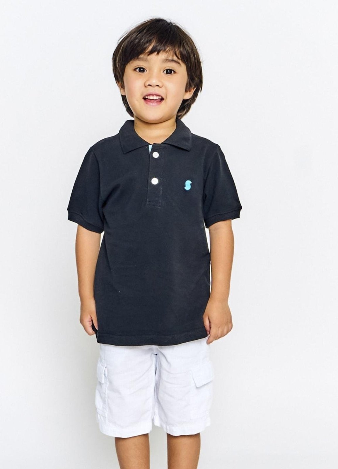 Infantil - Polo Menino Básico Alphabeto Preto