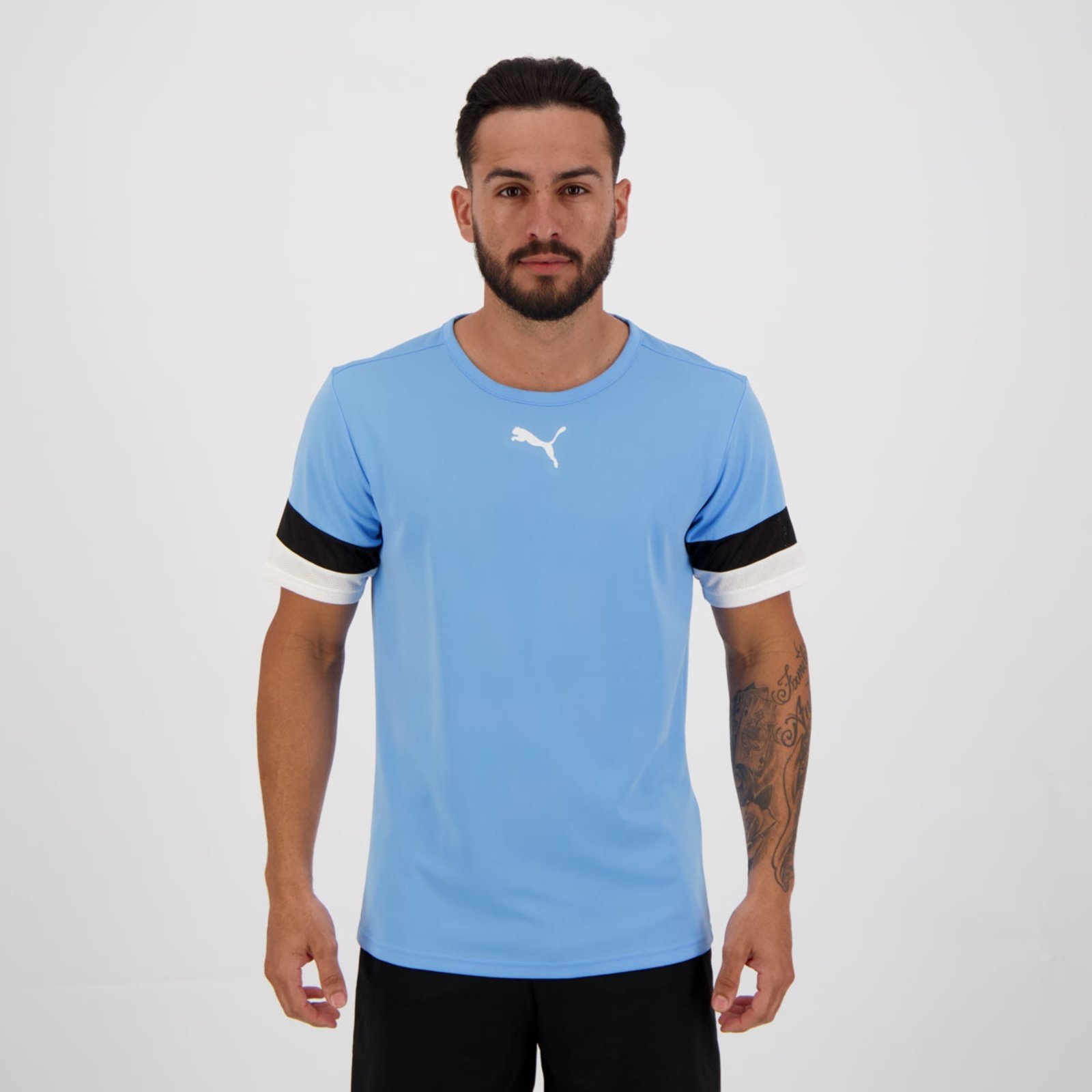 Camiseta Puma Teamrise Azul e Preta