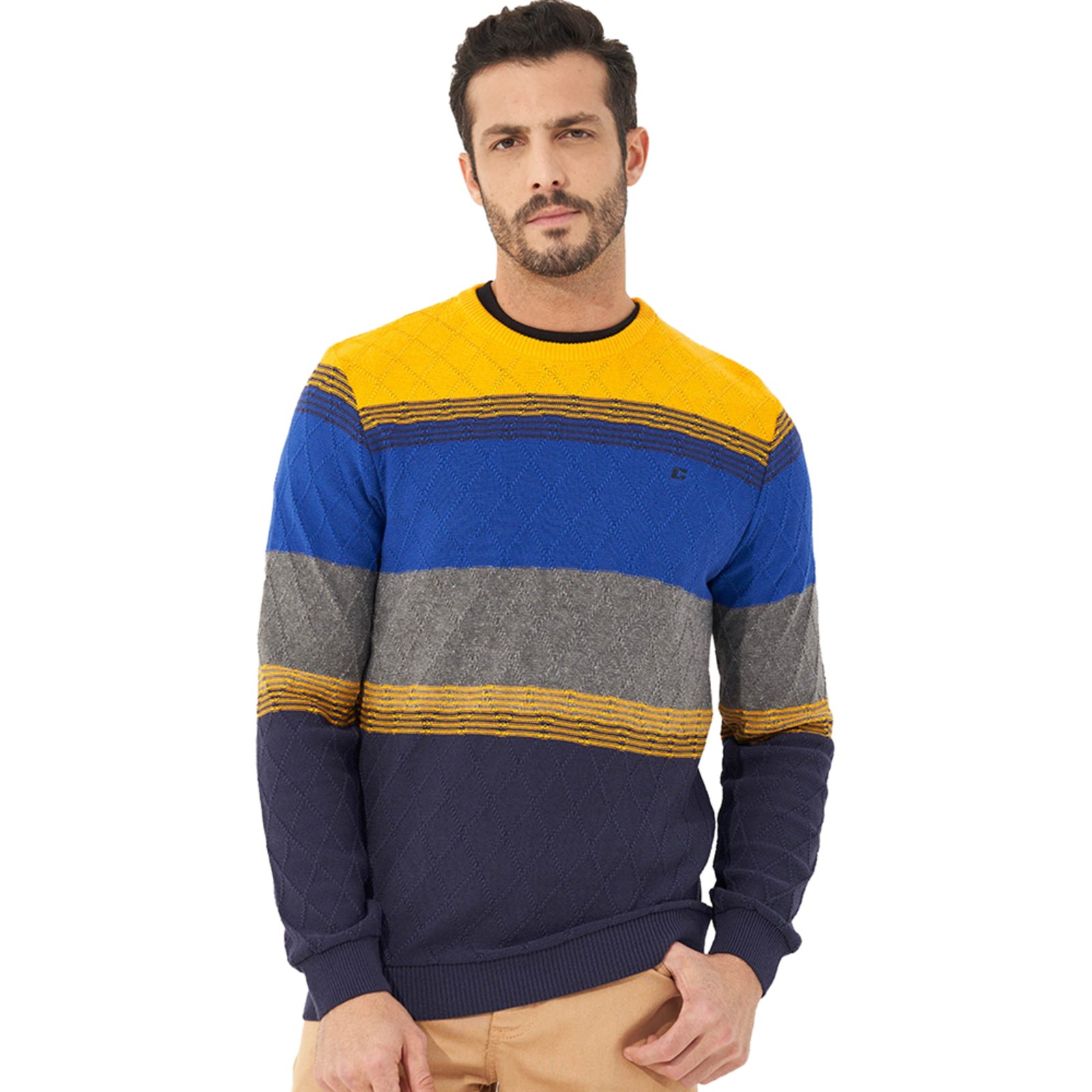 Sueter Tricô Colcci Listrado OU23 Marinho Masculino