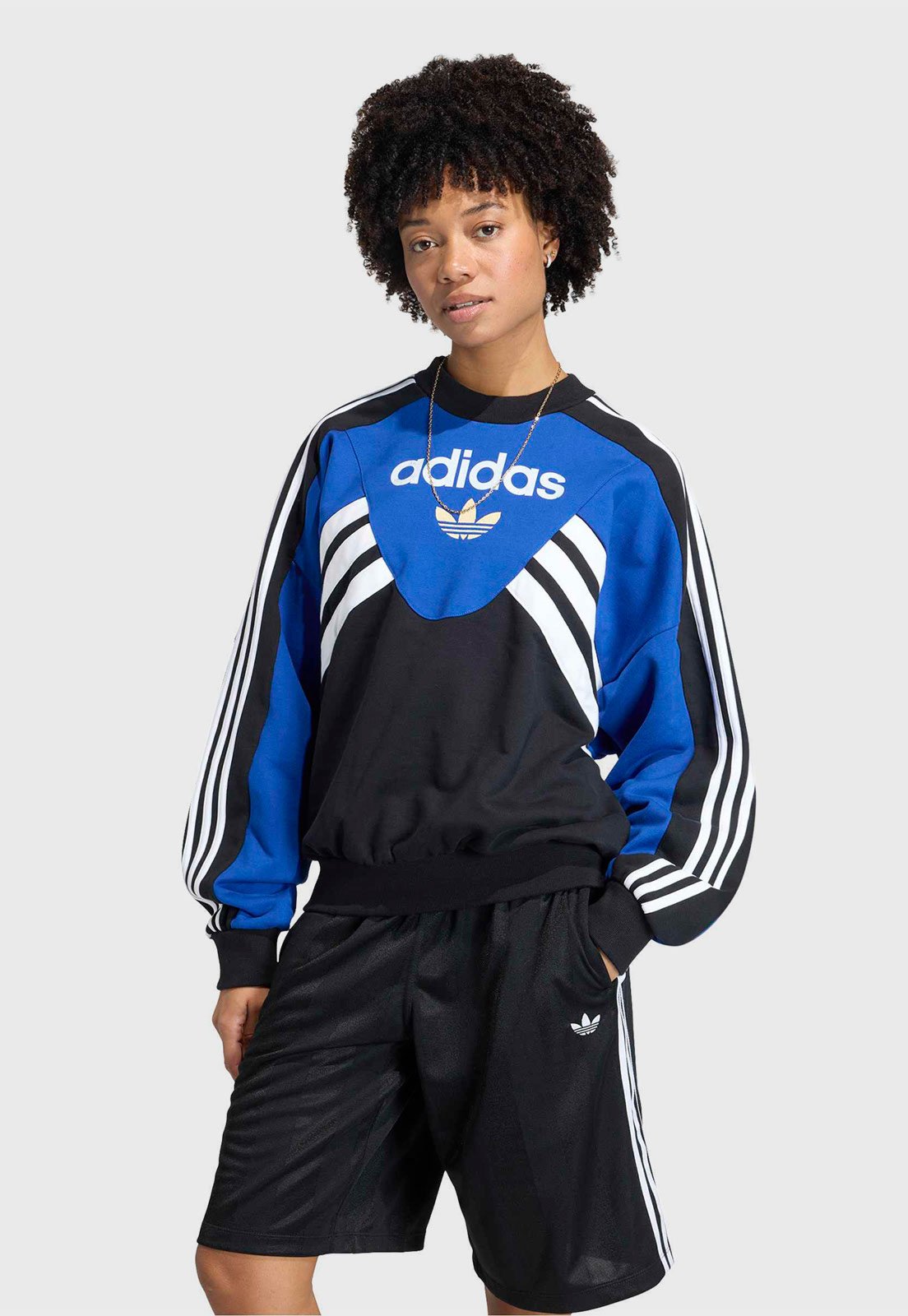 Blusa de Moletom Feminina Adidas Originals Argentina Crew Azul
