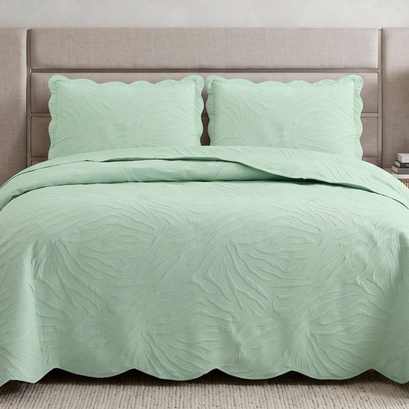 Cobre Leito Colcha Magestic Queen 3 Peças Dupla Face - Verde