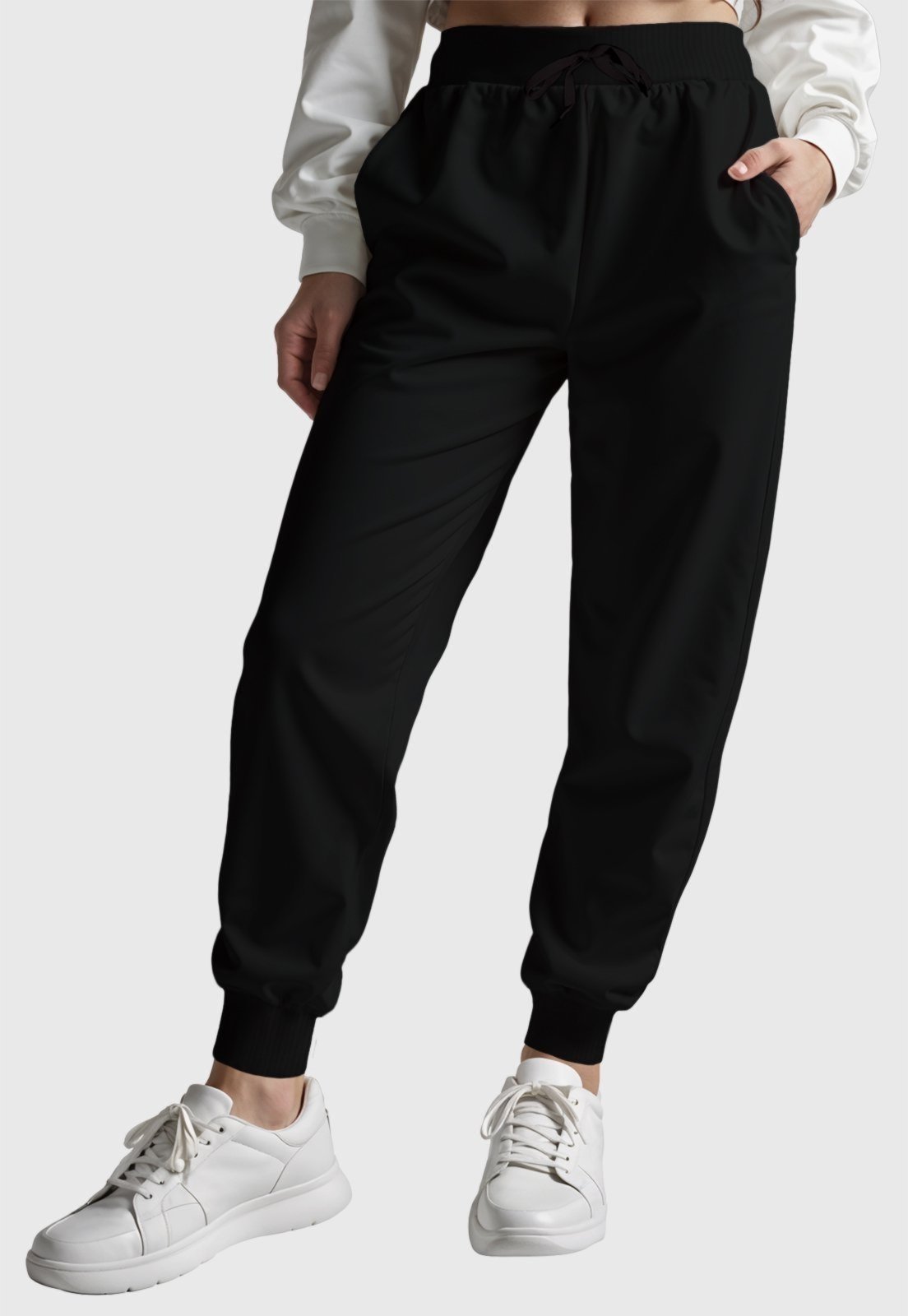 Calça Moletom Feminina Lisa Básica Benellys Preto