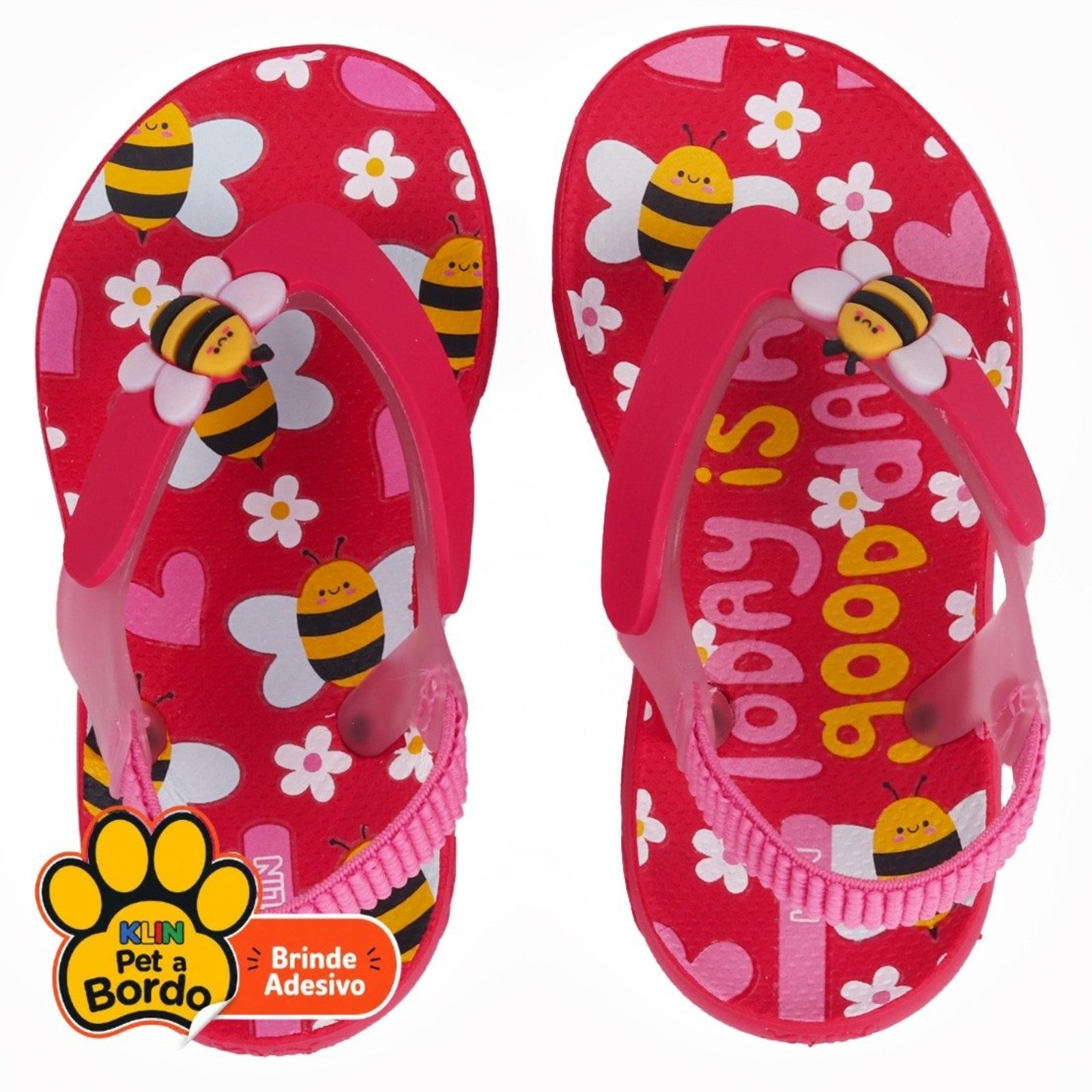 Infantil - Chinelo Meninas Klin Com Elástico Abelinha - Pink