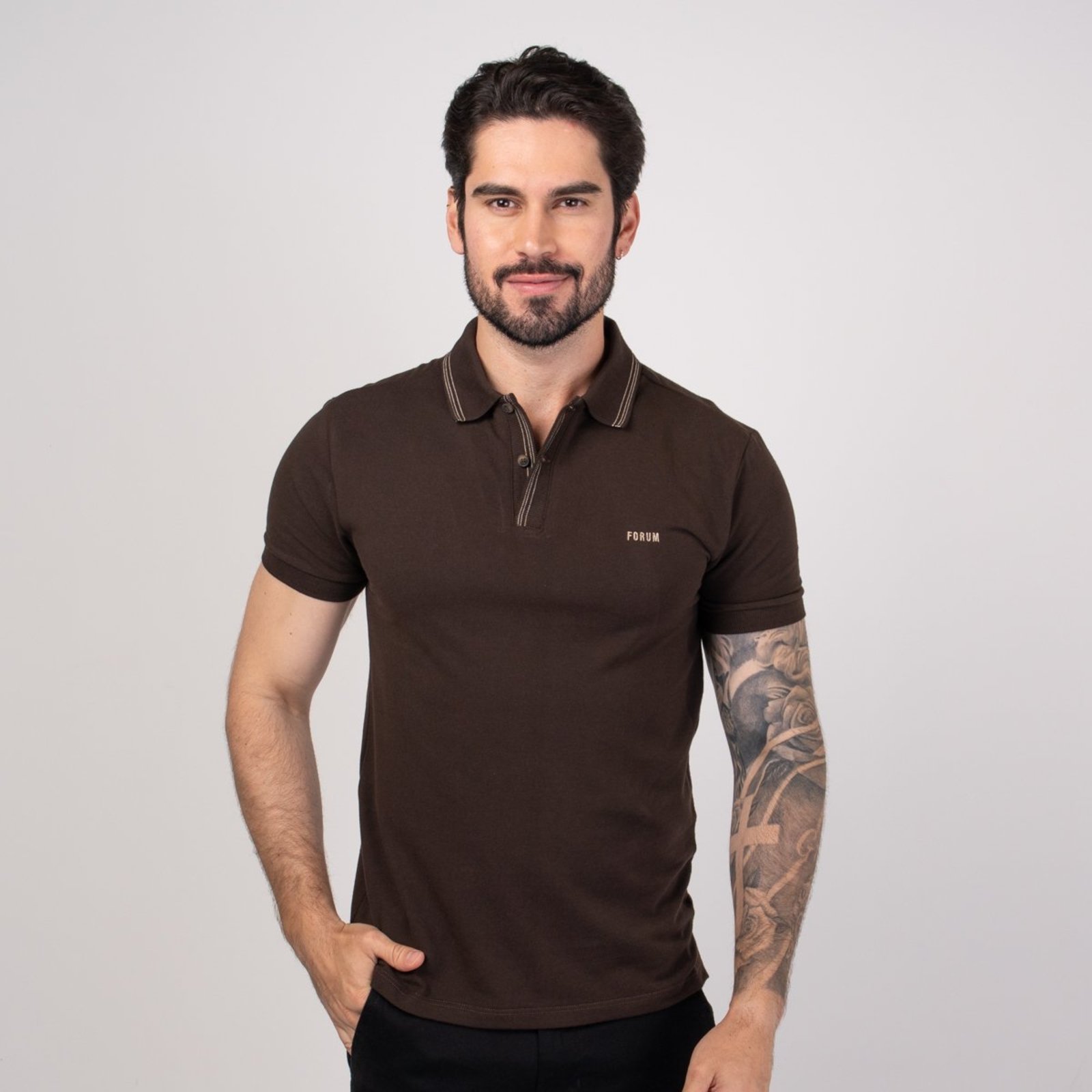 Camisa Polo Forum Frisos Marrom